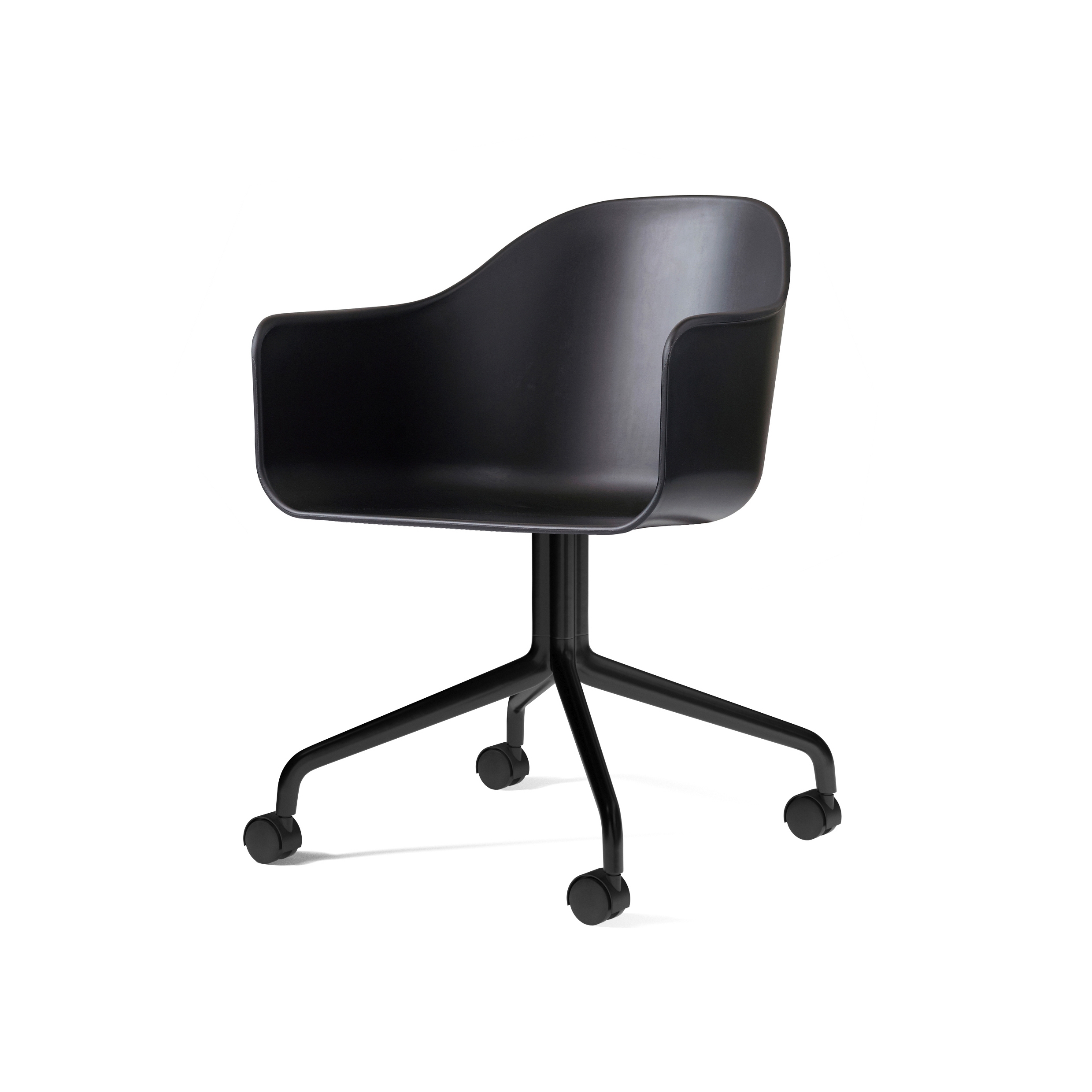 Harbour Dining Chair, Swivel Base W. Casters | Black Aluminium, Black Plastic