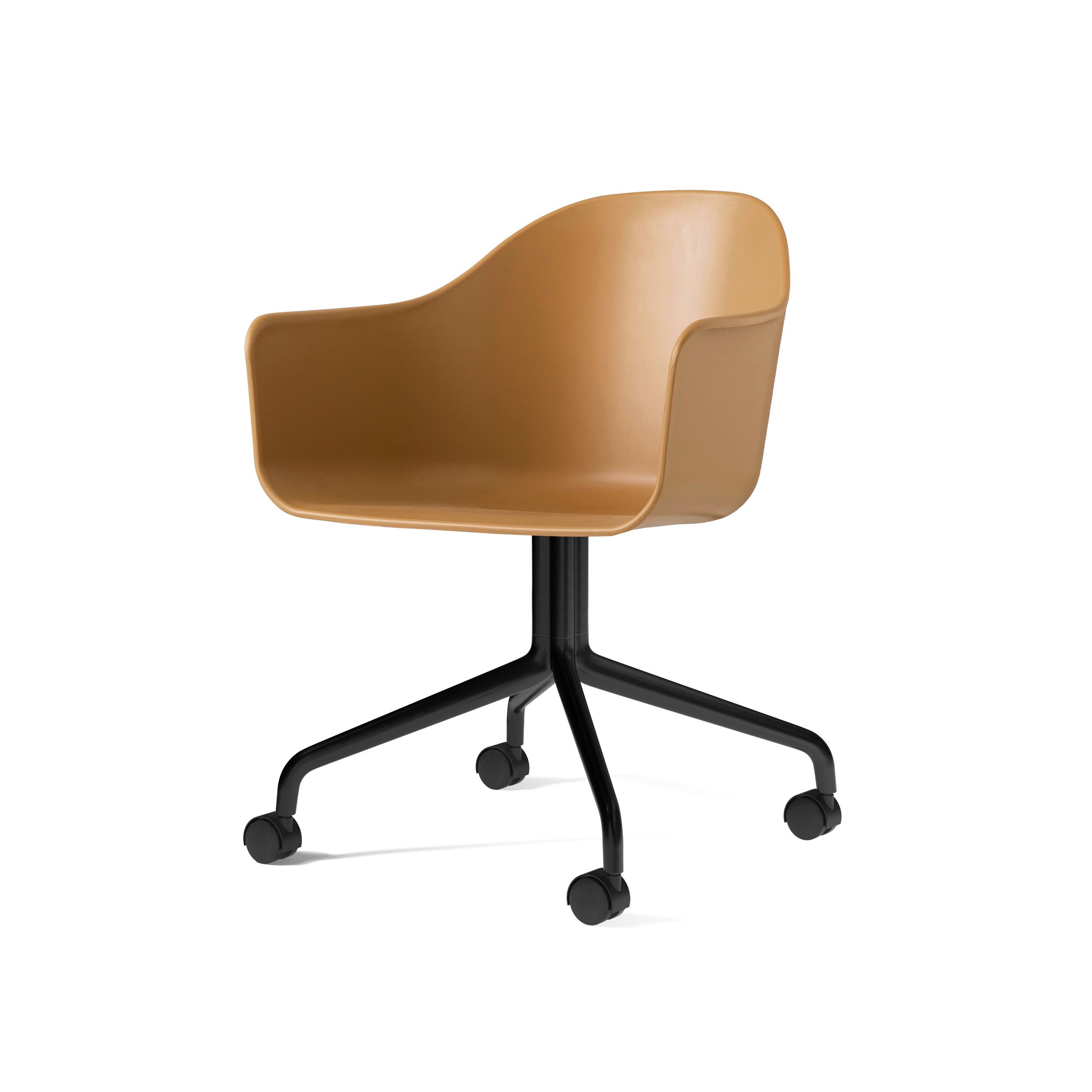Harbour Dining Chair, Swivel Base W. Casters | Black Aluminium, Khaki Plastic