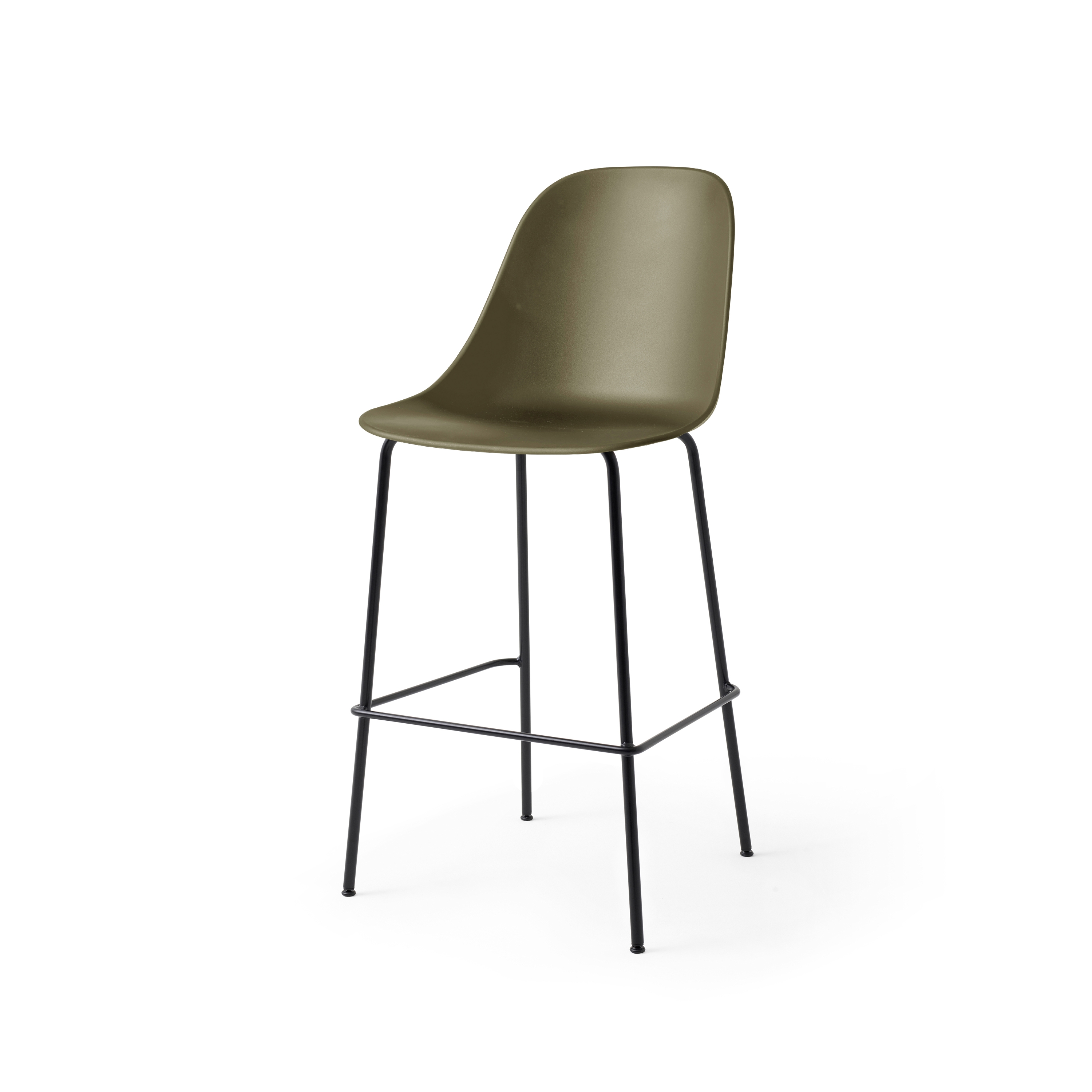 Harbour Side Bar Chair | Black Steel, Olive Plastic