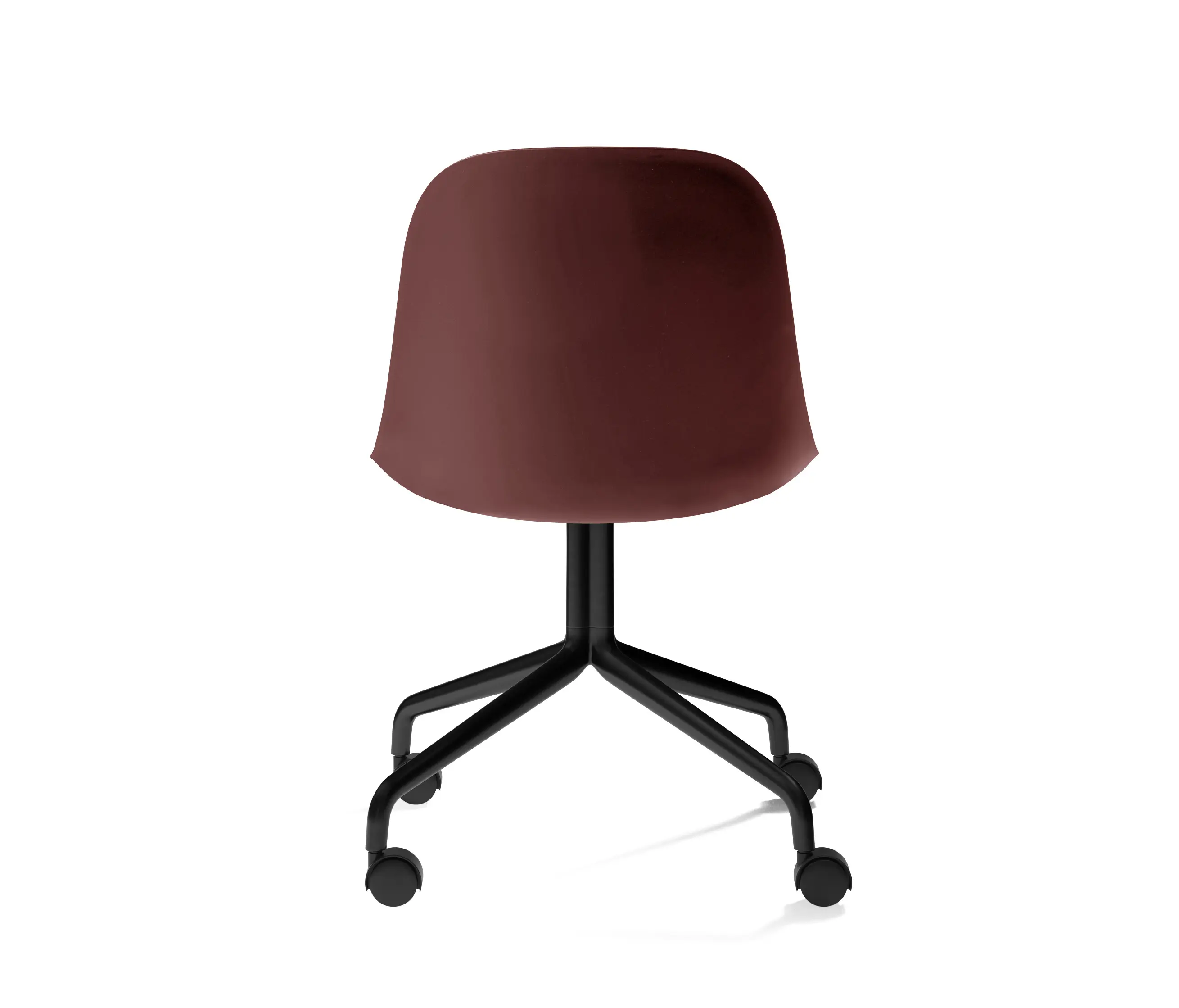 Audo Copenhagen - Harbour Side Dining Chair, Star Base W. Casters | Black Aluminium, Burned Red Plastic
