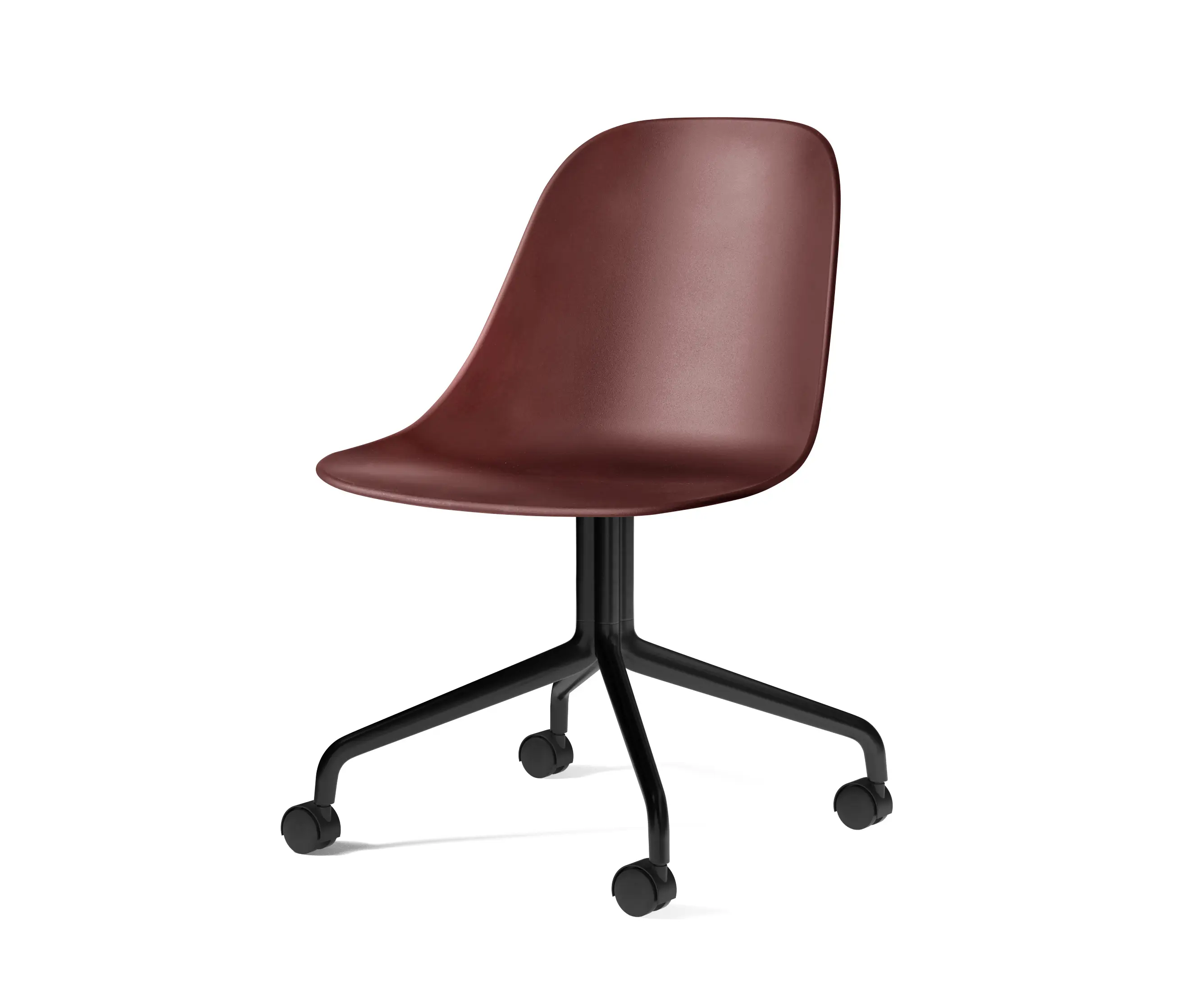 Audo Copenhagen - Harbour Side Dining Chair, Star Base W. Casters | Black Aluminium, Burned Red Plastic