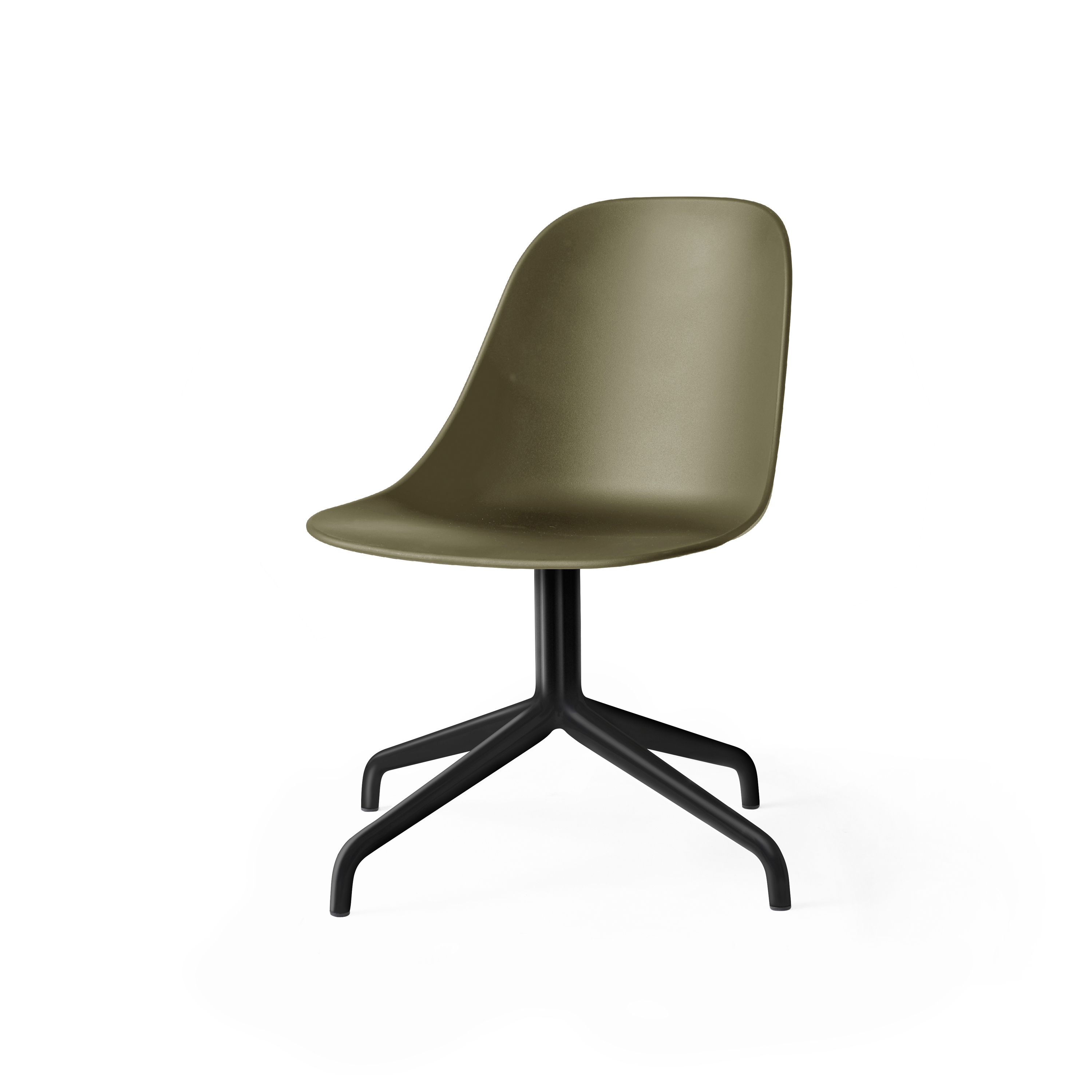 Mostra il prodotto Harbour Side Dining Chair, Star Base W.Swivel | Black Aluminium, Olive Plastic del produttore Audo Copenhagen