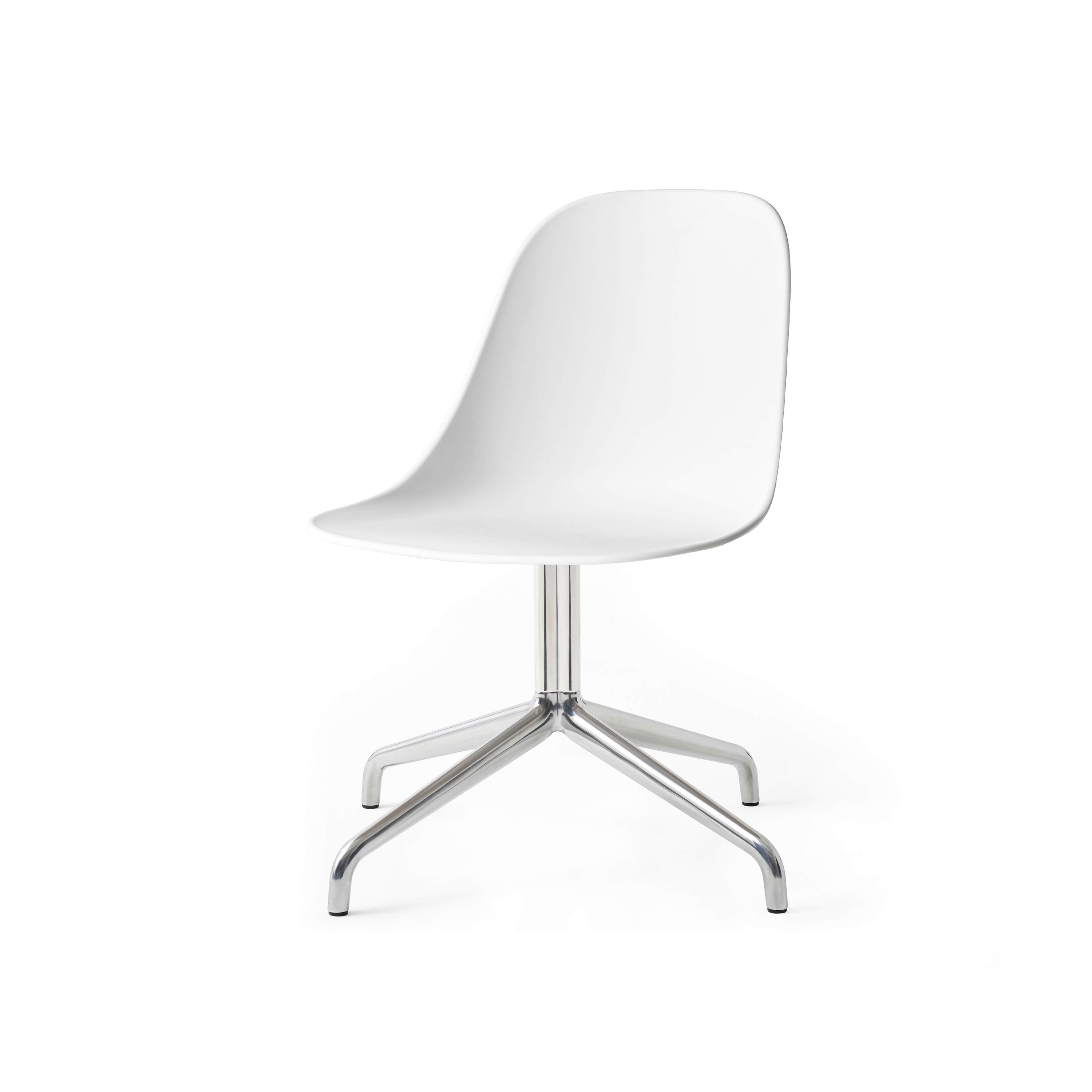 Display product Harbour Side Dining Chair, Star Base W.Swivel | Polished Aluminium, White Plastic from manufacturer Audo Copenhagen
