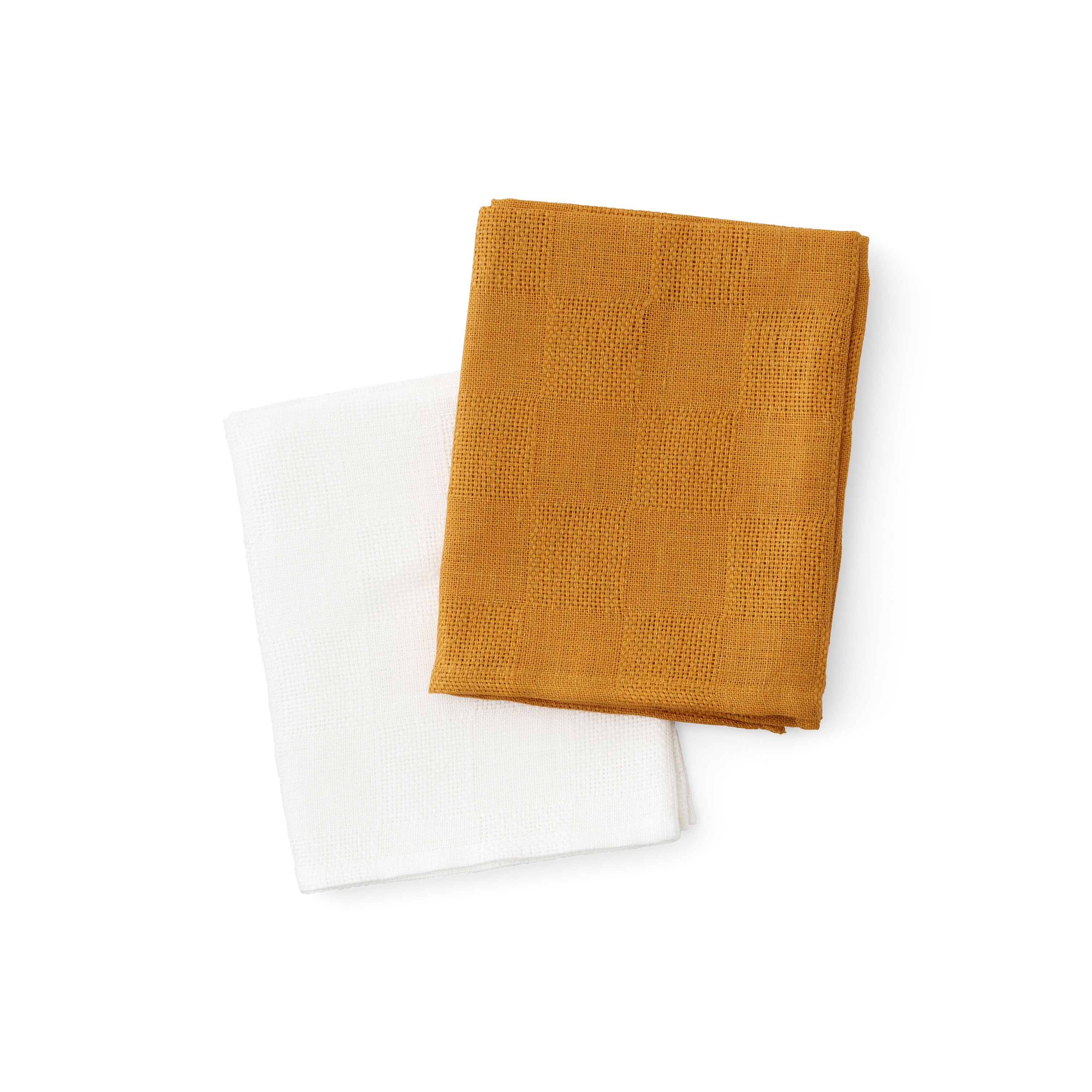 Papilio Tea Towel, 40 X 64 | Ochre / White, 2-pack