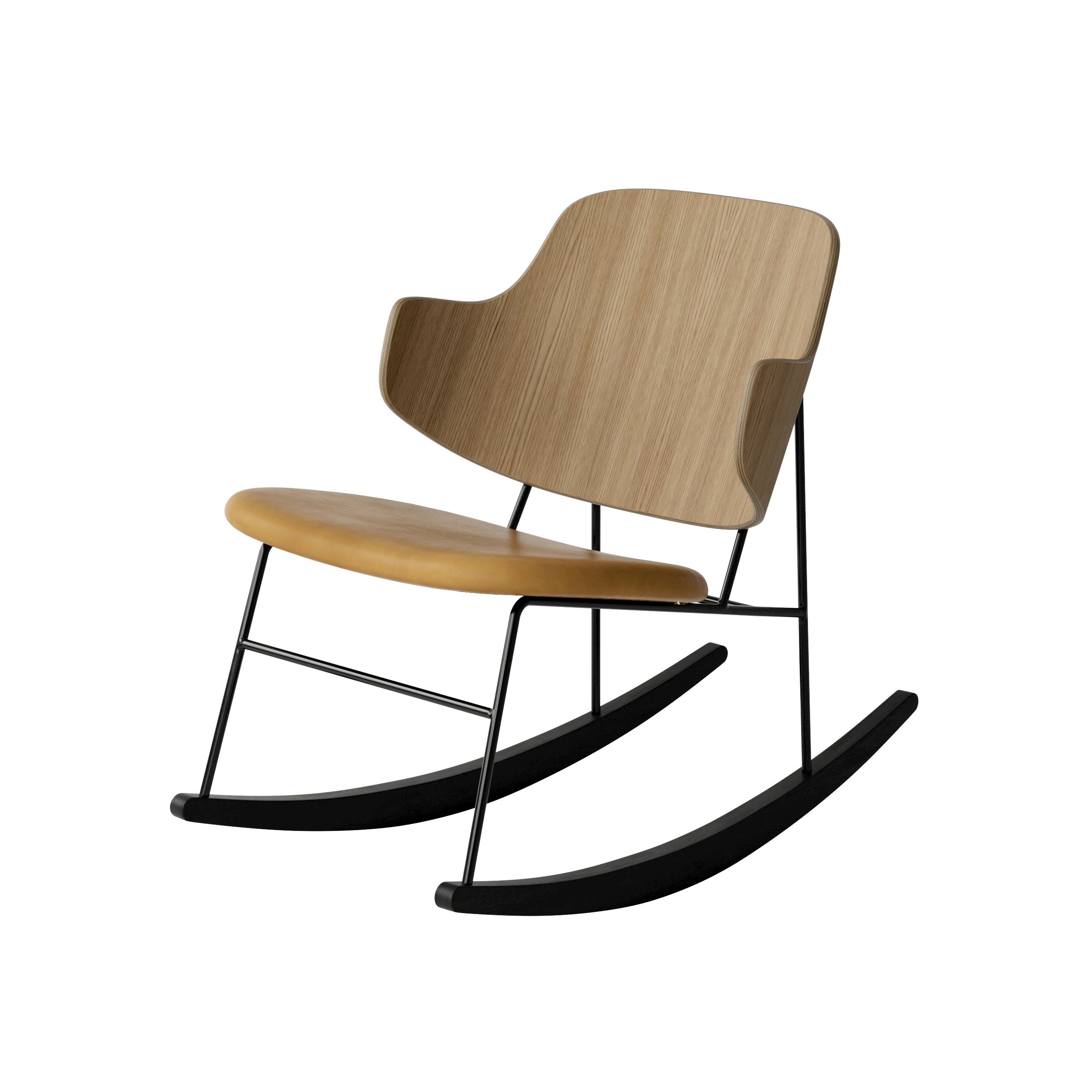 The Penguin Rocking Chair, Black Steel | Natural Oak / Solid Black Ash Rocker / Dakar 0250
