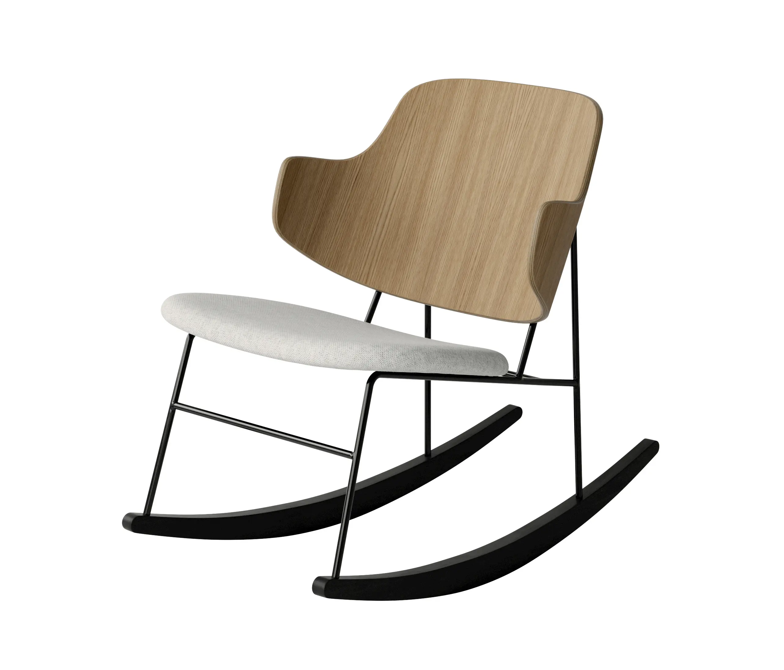 THE PENGUIN ROCKING CHAIR, BLACK STEEL | NATURAL OAK / SOLID BLACK ASH ...