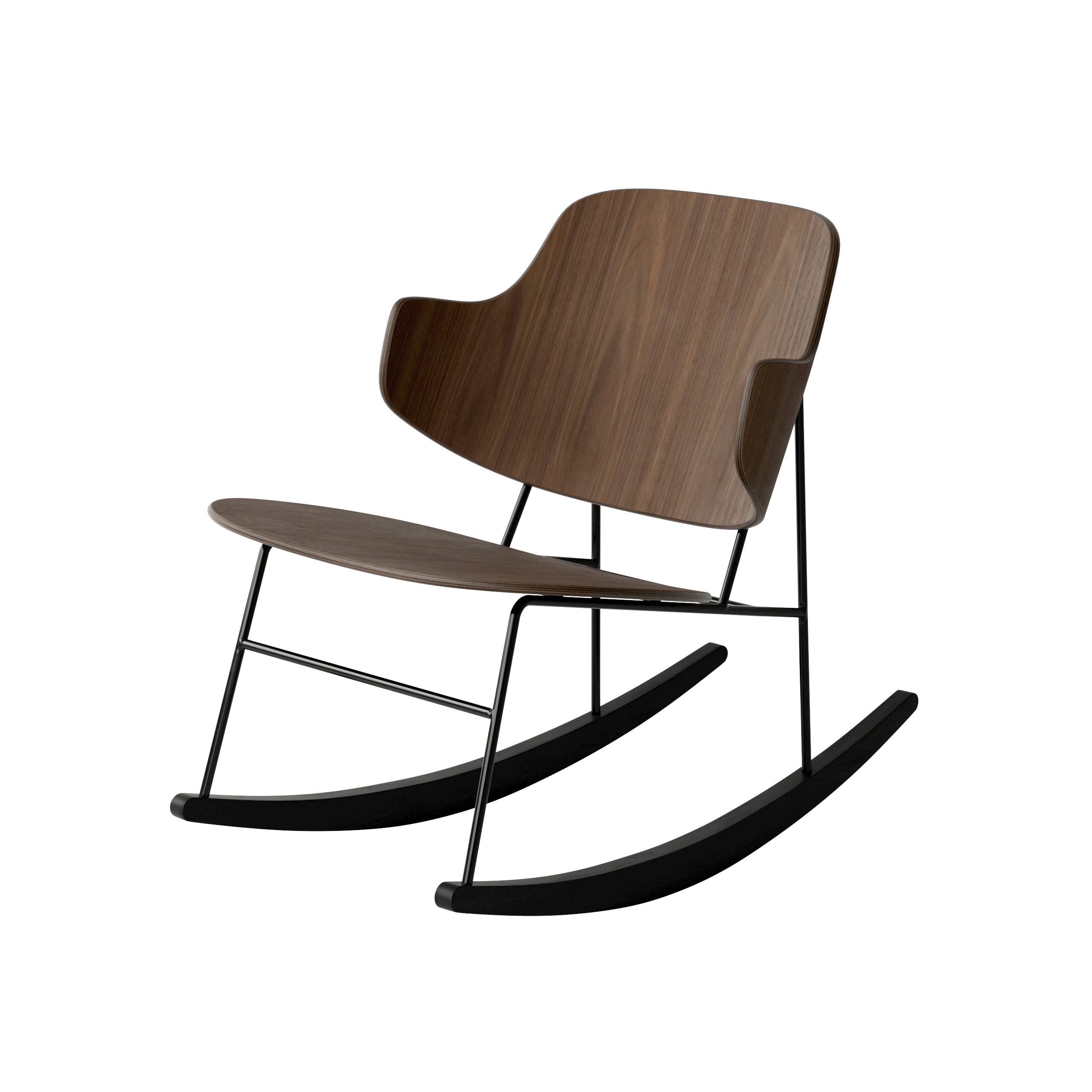 The Penguin Rocking Chair, Black Steel | Walnut / Solid Black Ash Rocker