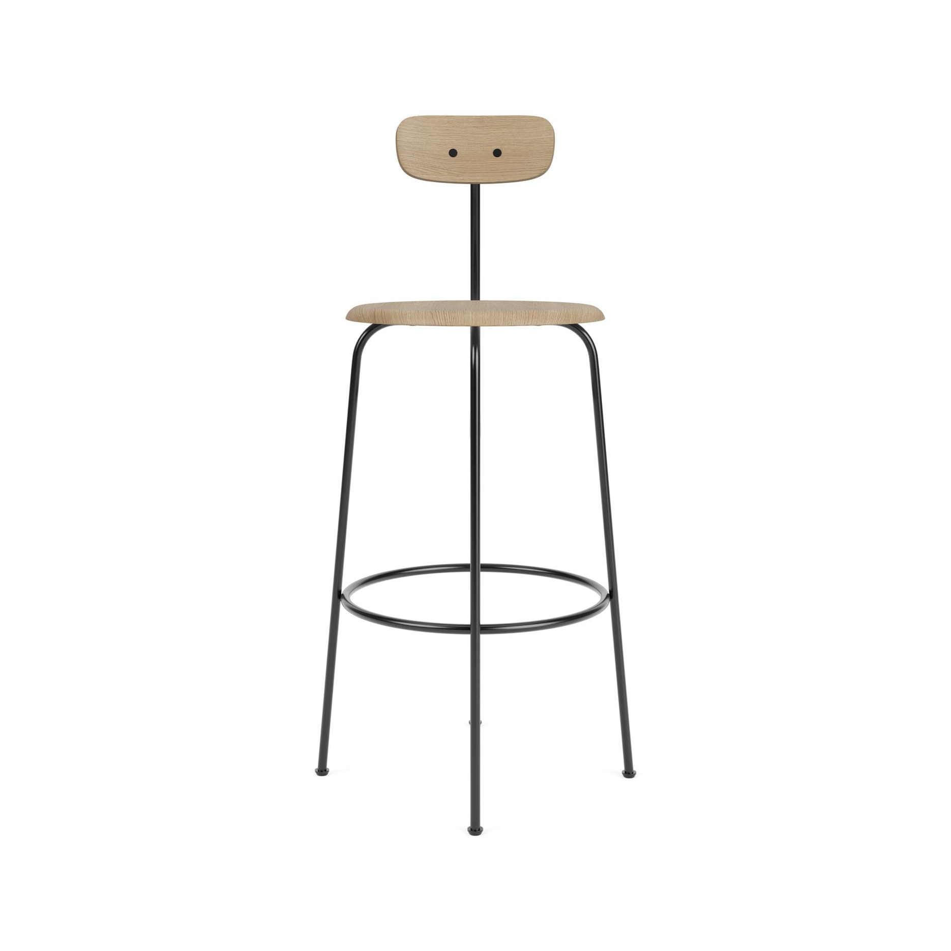 Afteroom Bar Chair | Black Base | Veneer Seat and Back | Natural Oak
