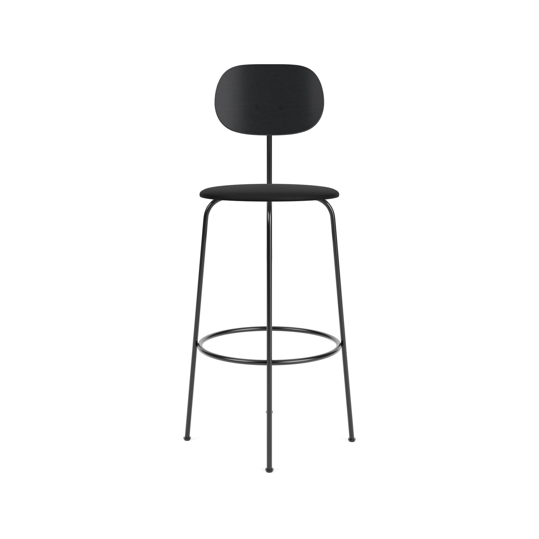 Afteroom Bar Chair Plus | Black Base | Upholstered Seat, Veneer Back | Sierra - Black, 1001 | Black