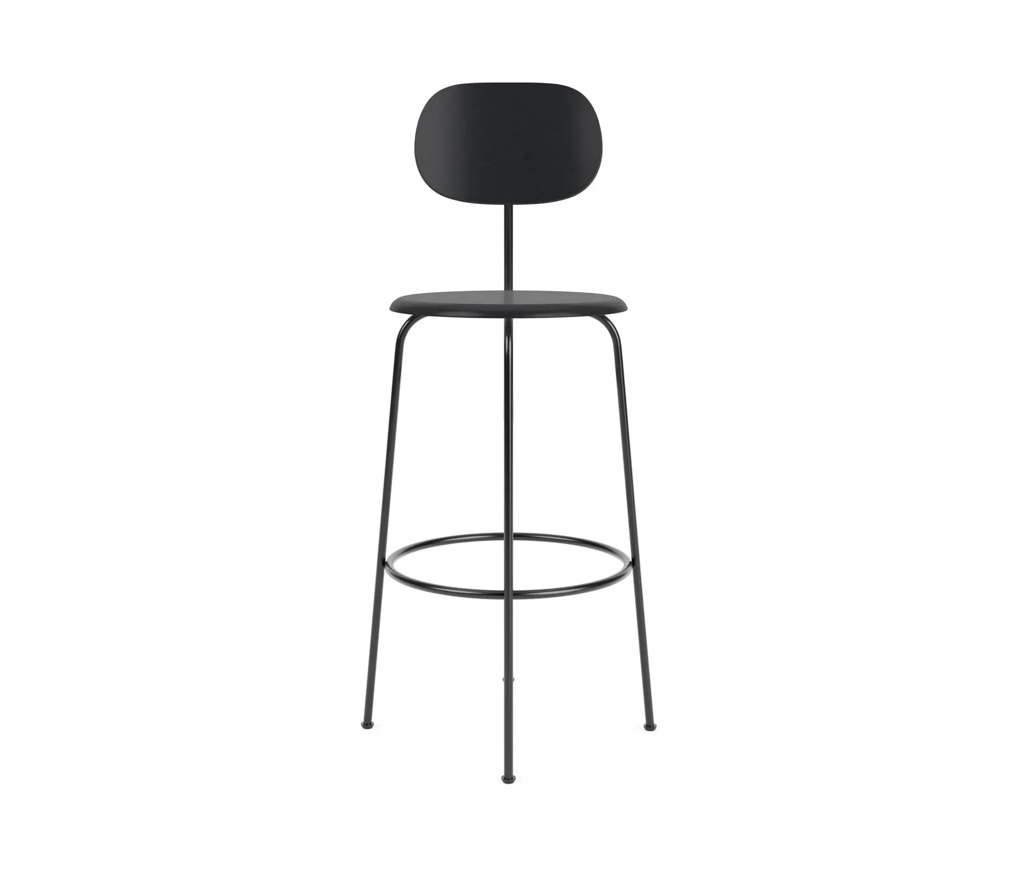 Audo Copenhagen - Afteroom Bar Chair Plus | Black Base | Veneer Seat and Back | Natural Oak