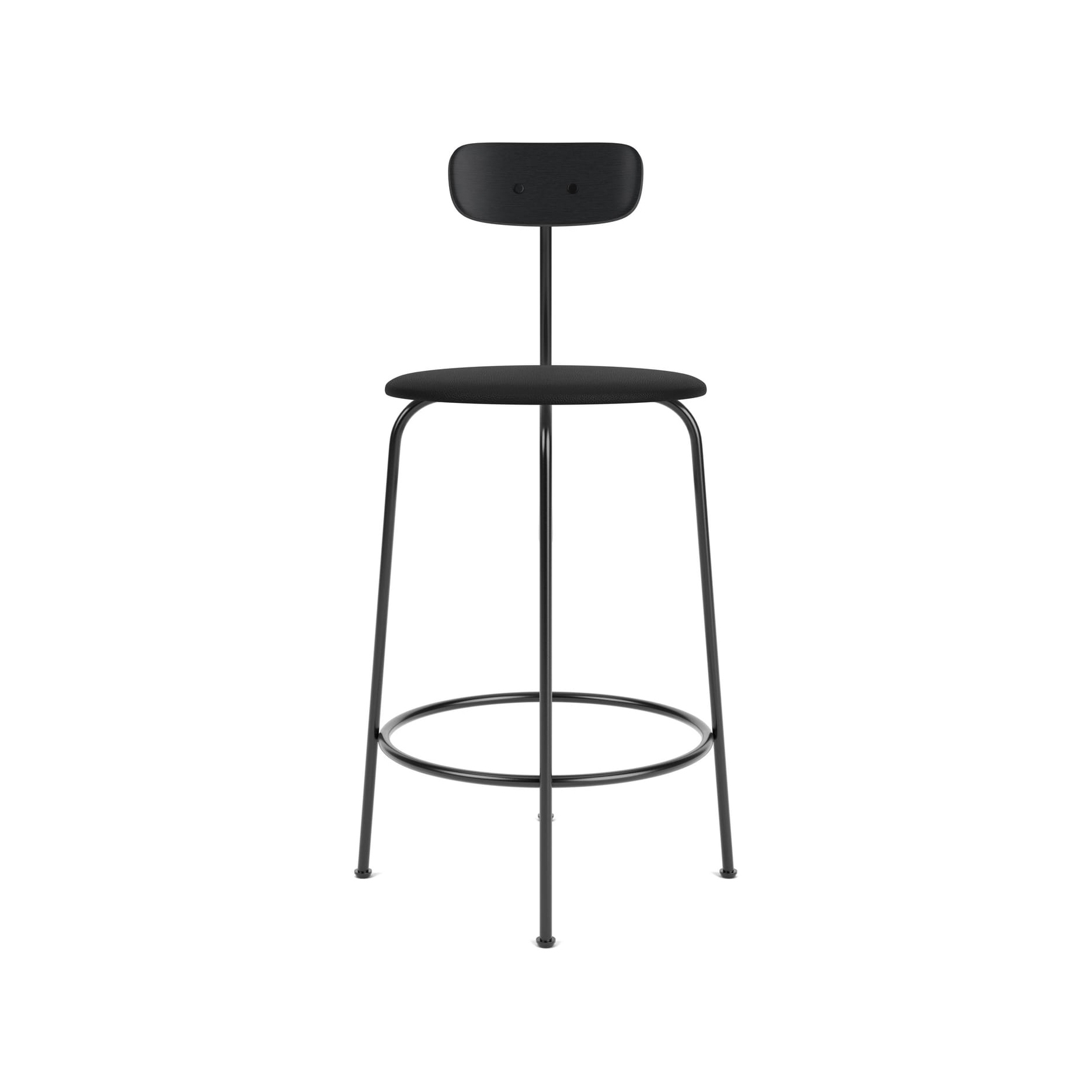 Afteroom Counter Chair | Black Base | Upholstered Seat, Veneer Back | Sierra - Black, 1001 | Black