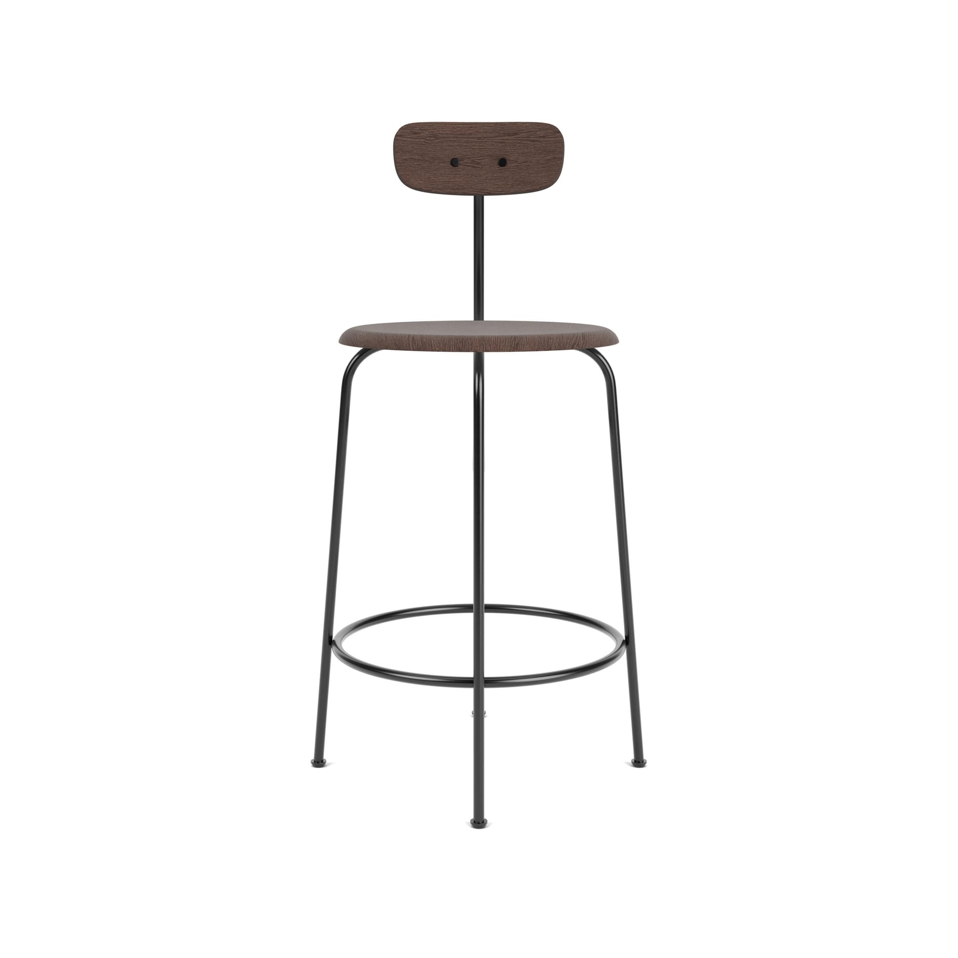 Afteroom Counter Chair | Black Base | Veneer Seat and Back | Dark Stained Oak