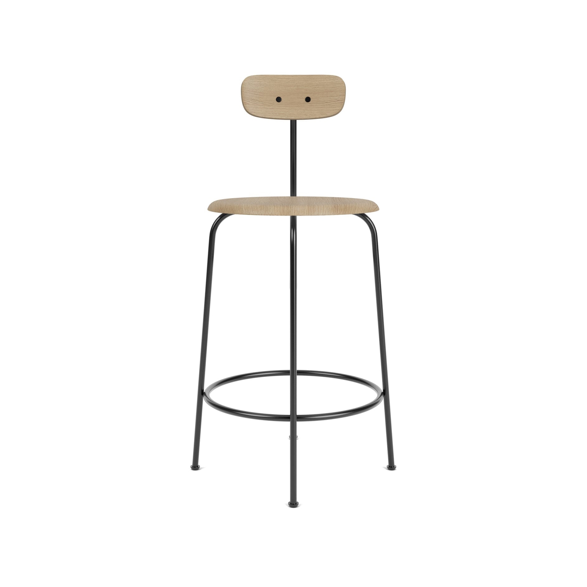 Afteroom Counter Chair | Black Base | Veneer Seat and Back | Natural Oak