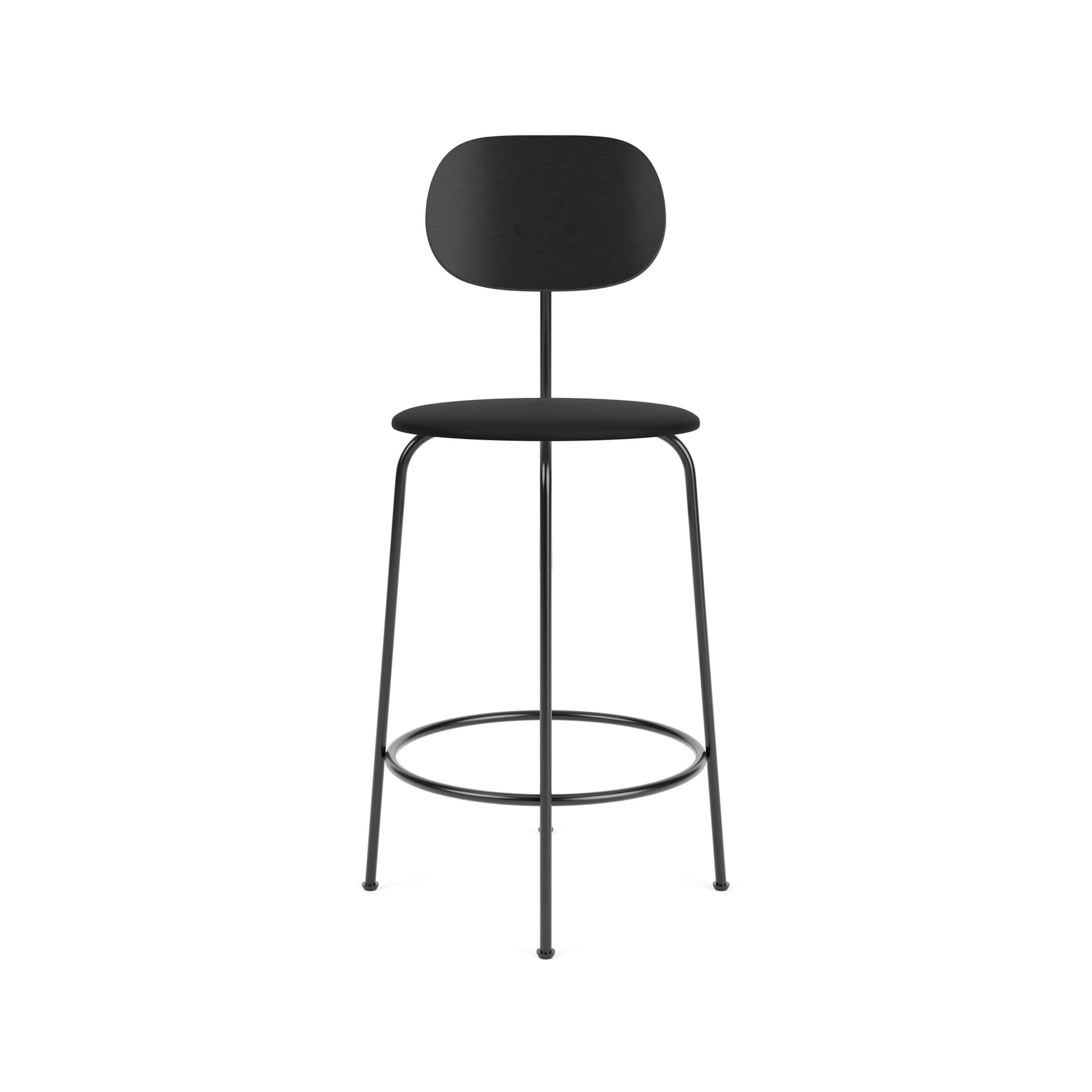 Afteroom Counter Chair Plus | Black Base | Upholstered Seat, Veneer Back | Sierra - Black, 1001 | Black
