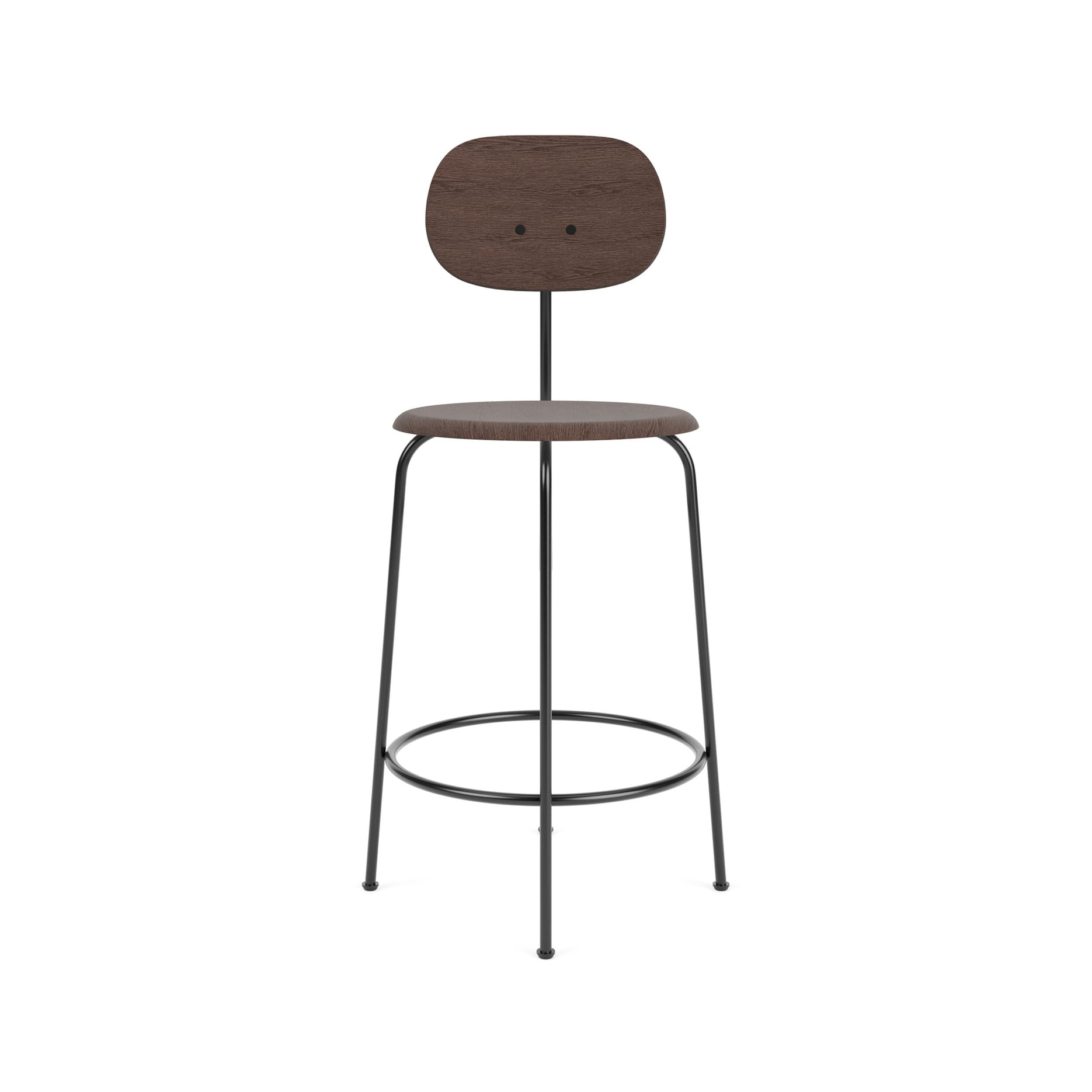 Afteroom Counter Chair Plus | Black Base | Veneer Seat and Back | Dark Stained Oak