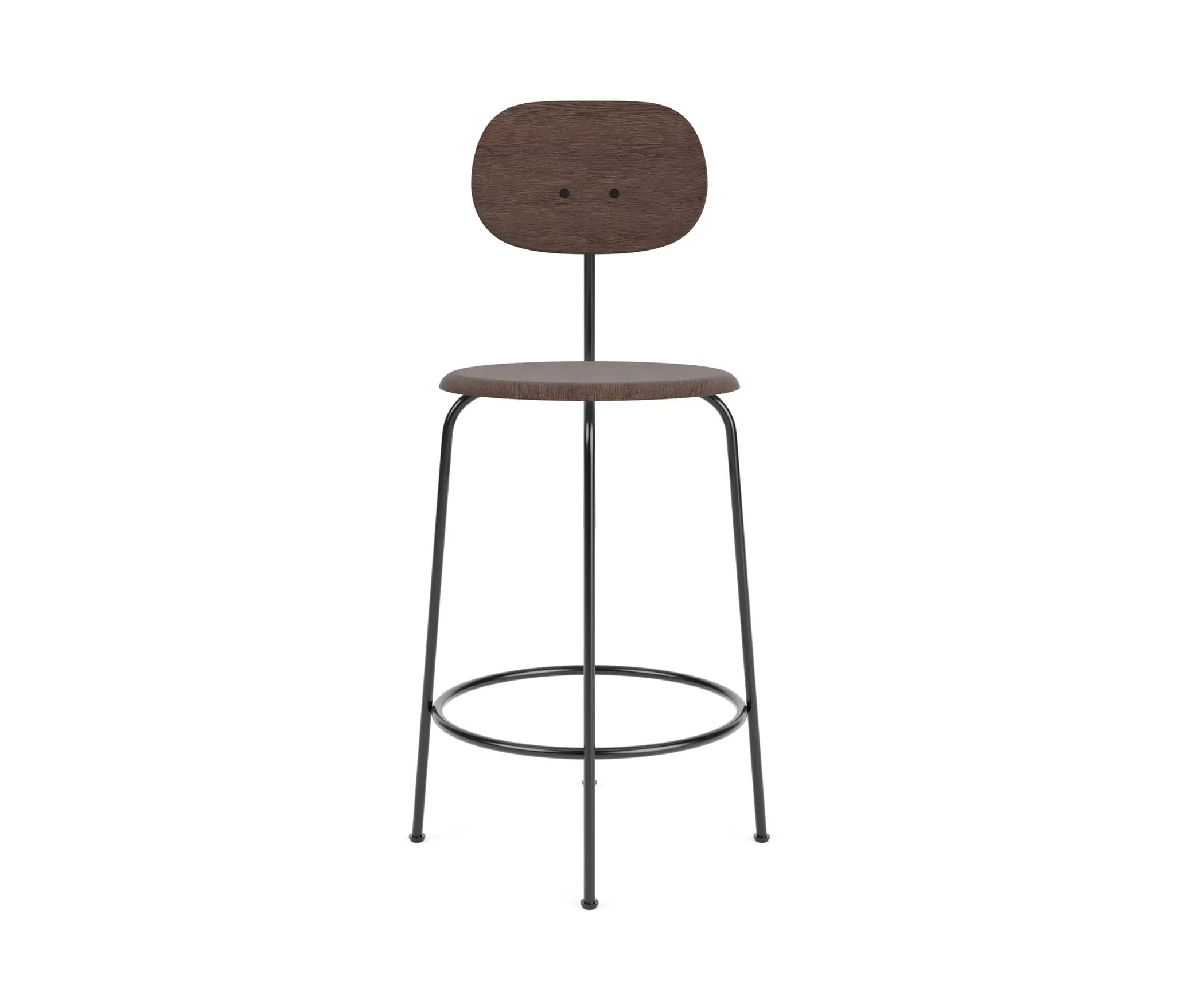 Audo Copenhagen - Afteroom Counter Chair Plus | Black Base | Veneer Seat and Back | Dark Stained Oak