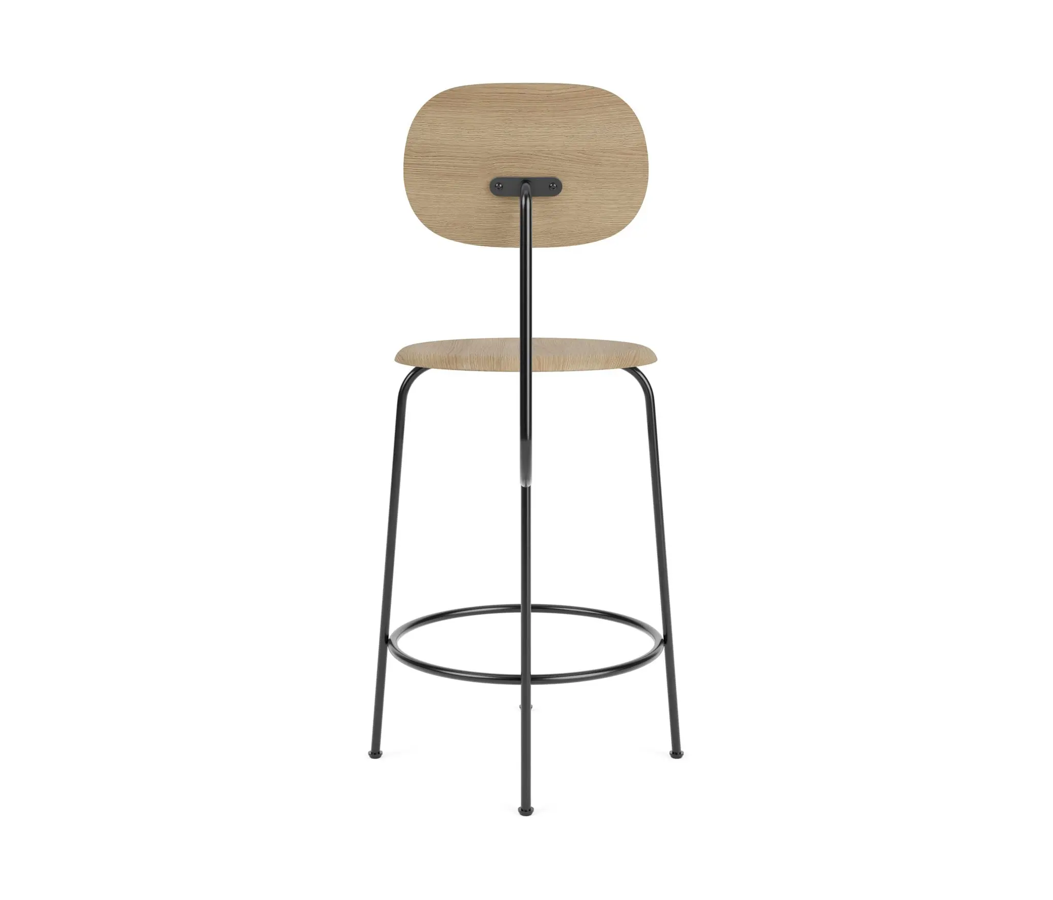 Audo Copenhagen - Afteroom Counter Chair Plus | Black Base | Veneer Seat and Back | Natural Oak