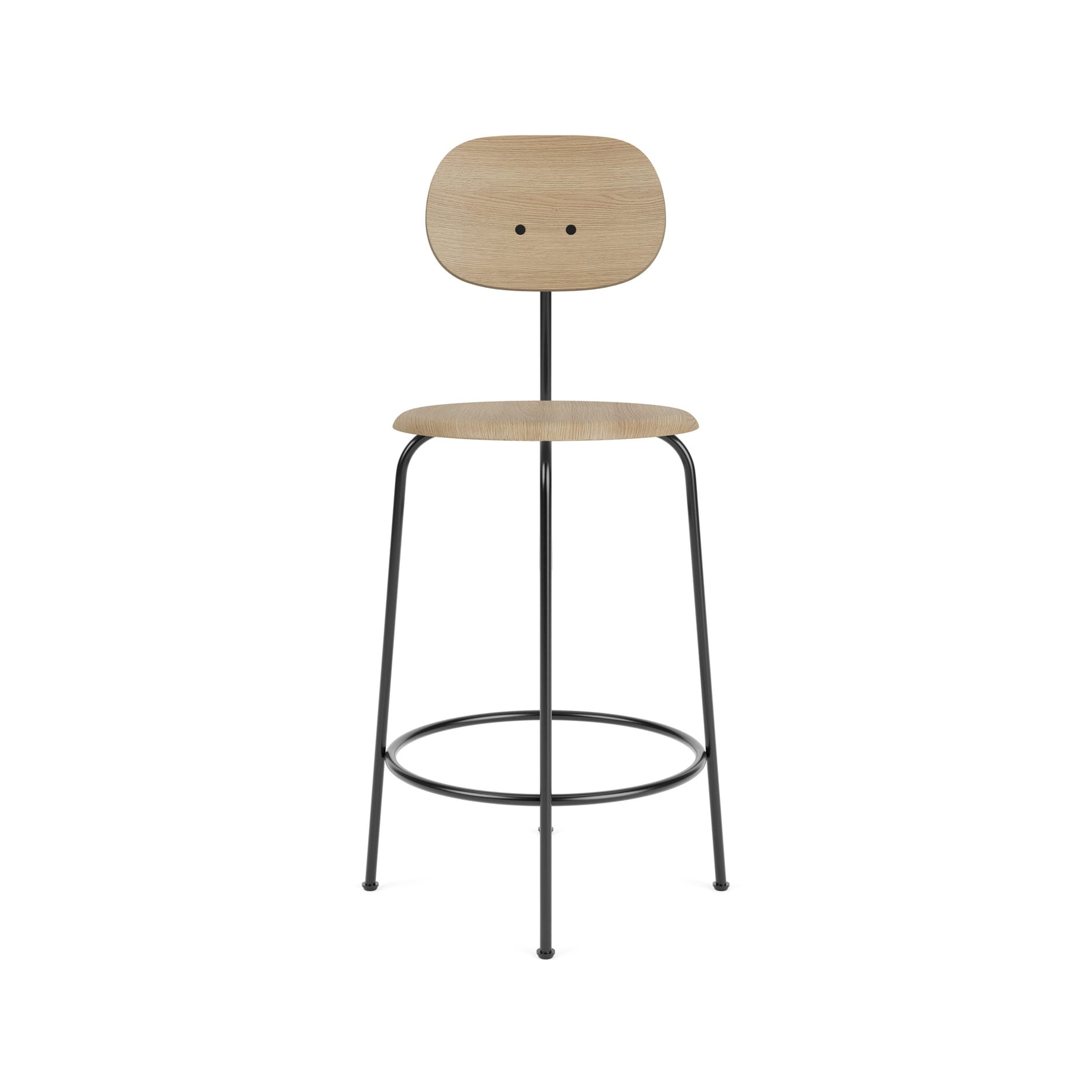 Afteroom Counter Chair Plus | Black Base | Veneer Seat and Back | Natural Oak