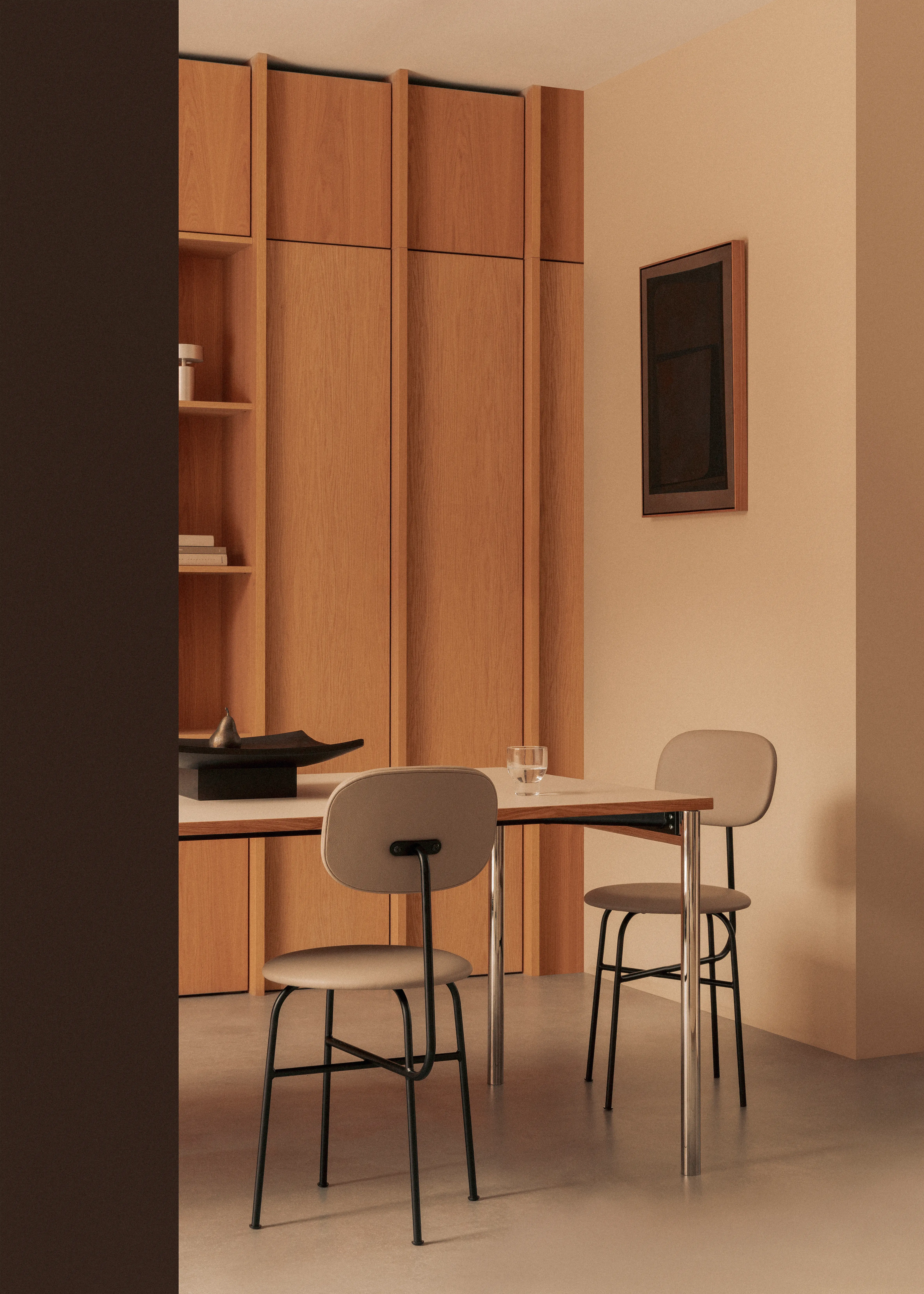 Audo Copenhagen - Afteroom Dining Chair Plus | Black Base | Upholstered Seat and Back | Audo Bouclé - Beige 02