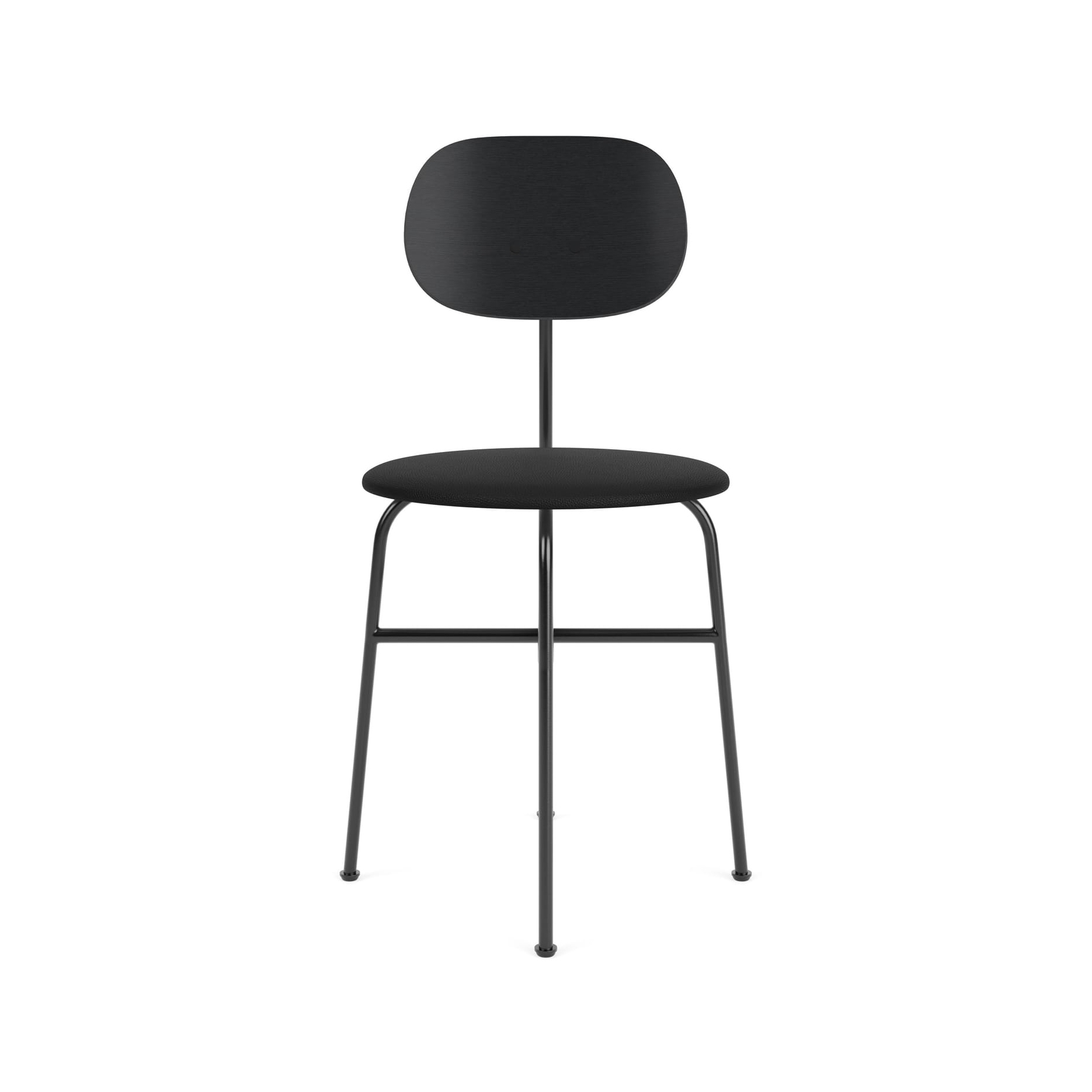 Afteroom Dining Chair Plus | Black Base | Upholstered Seat, Veneer Back | Sierra - Black, 1001 | Black