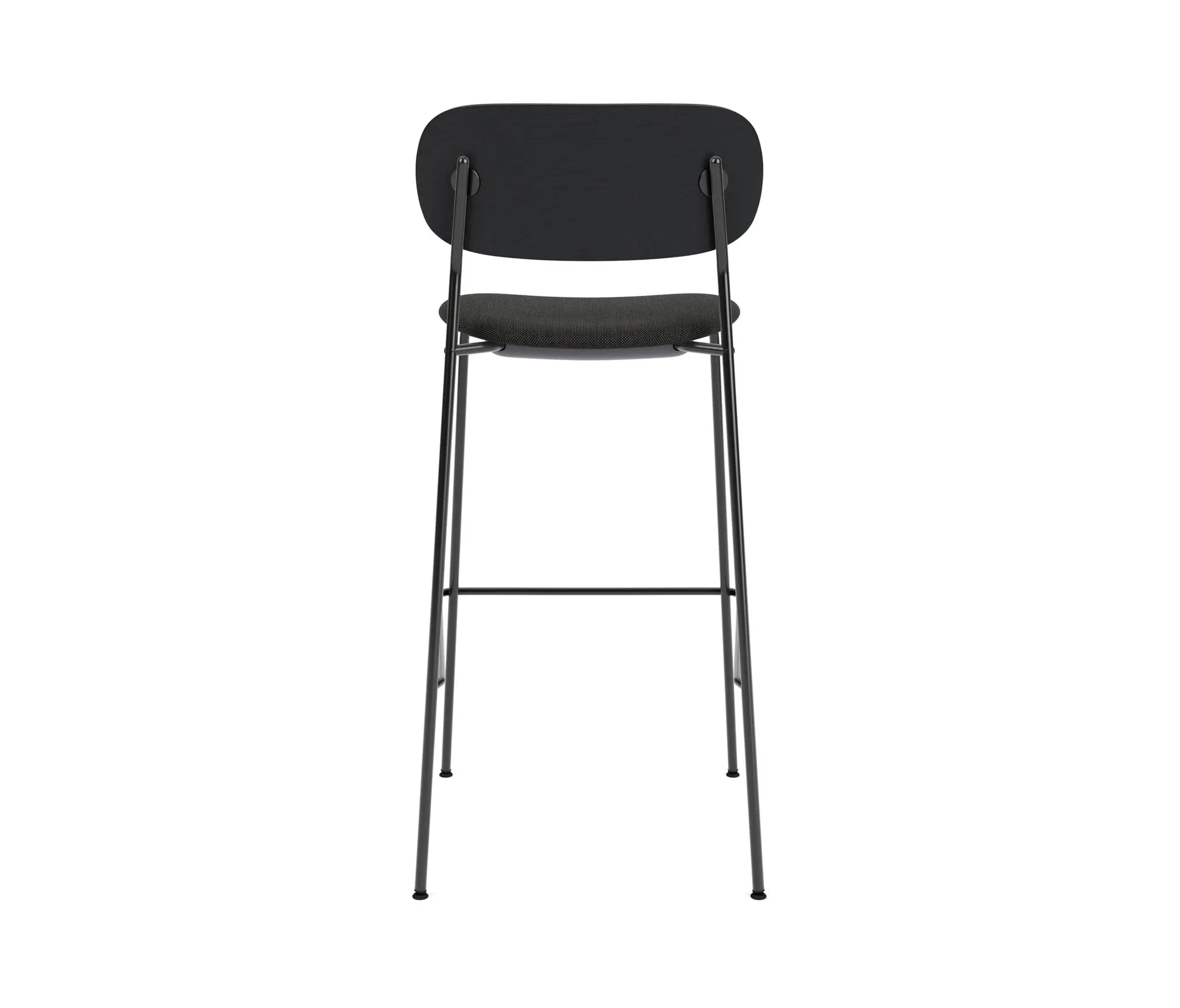 Audo Copenhagen - Co Bar Chair | Upholstered Seat, Oak Back | Re-wool - Black, 0198 | Black Oak