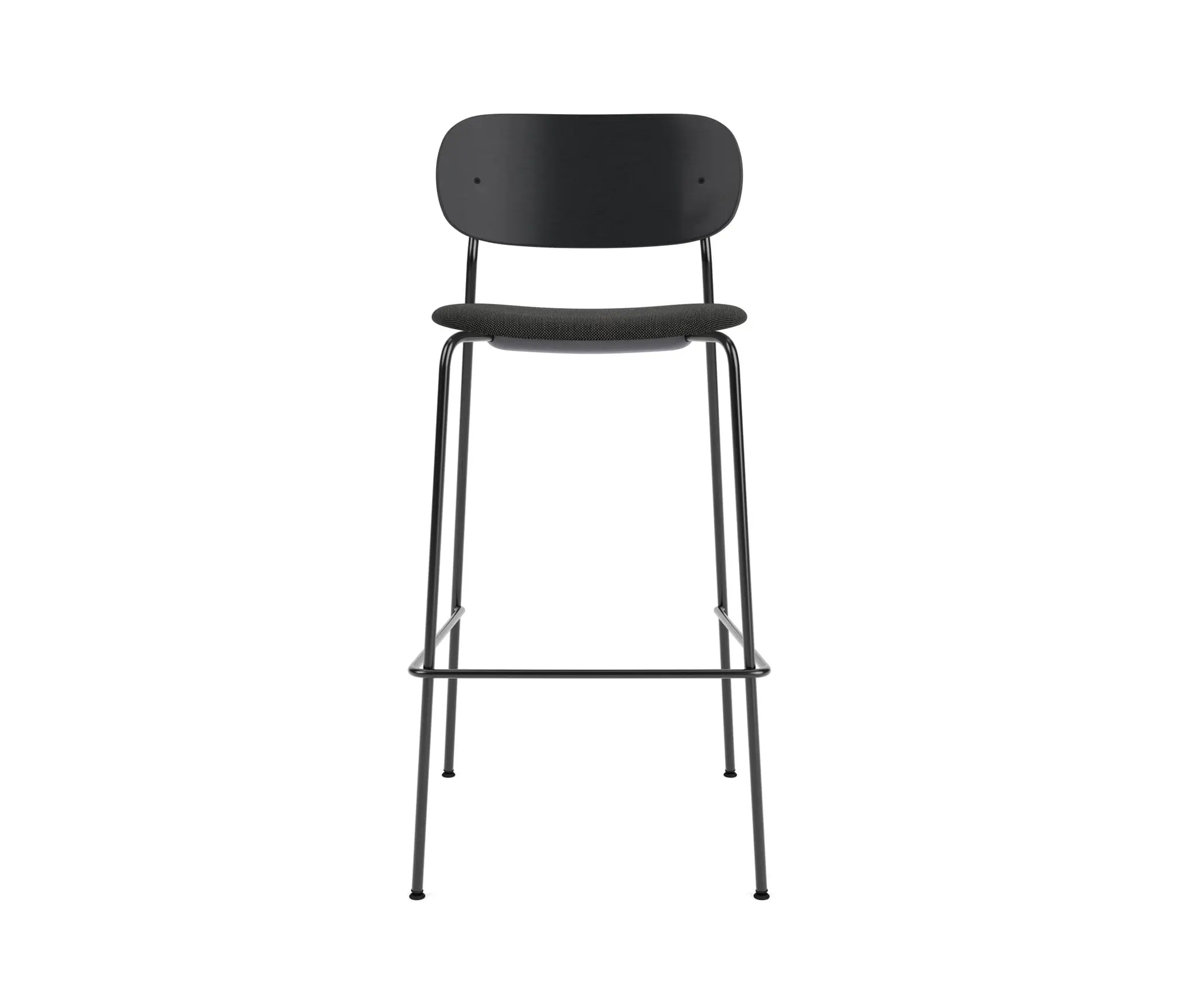 Audo Copenhagen - Co Bar Chair | Upholstered Seat, Oak Back | Re-wool - Black, 0198 | Black Oak