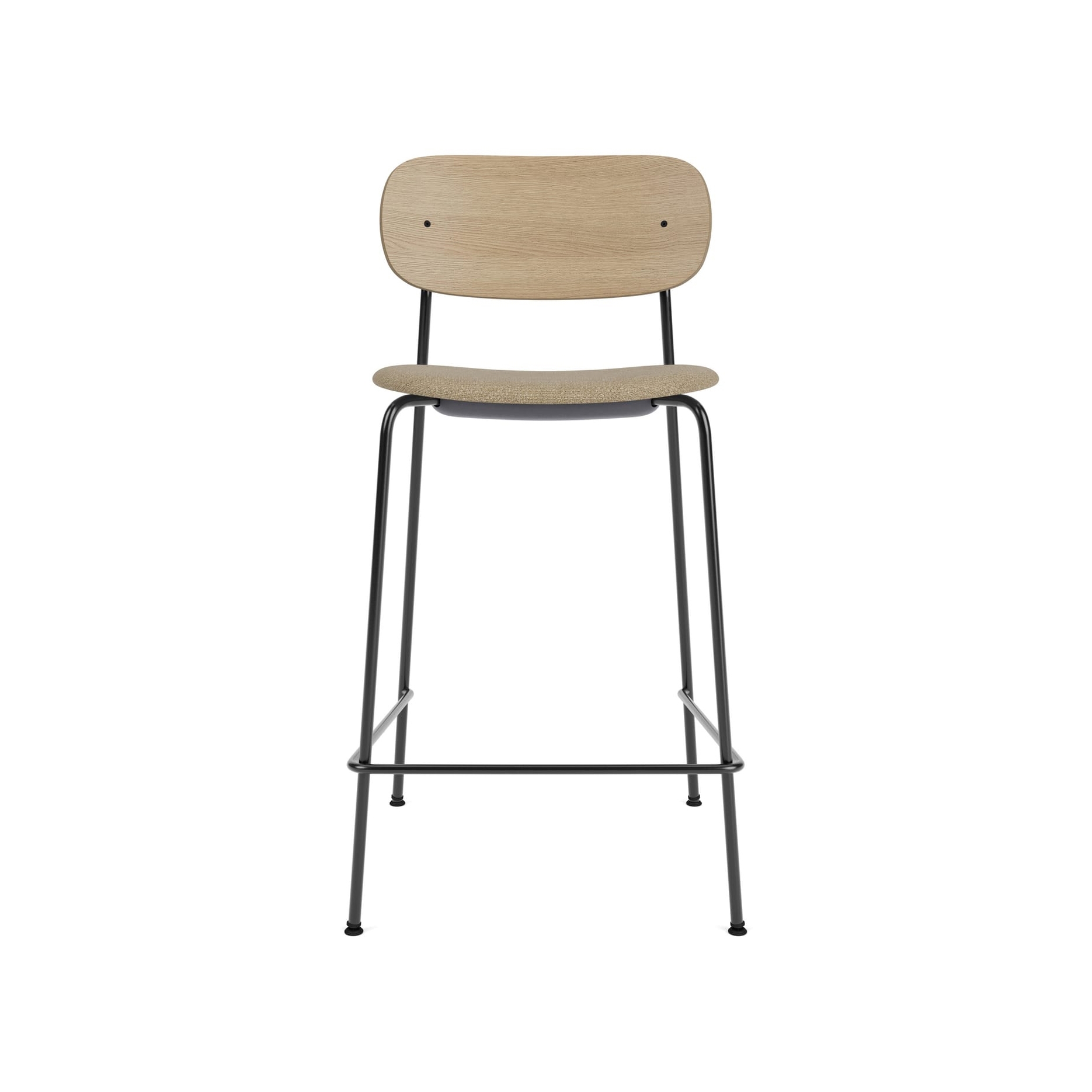 Display product Co Counter Chair | Upholstered Seat, Oak Back | Audo Bouclé - Beige 02 | Natural Oak from manufacturer Audo Copenhagen