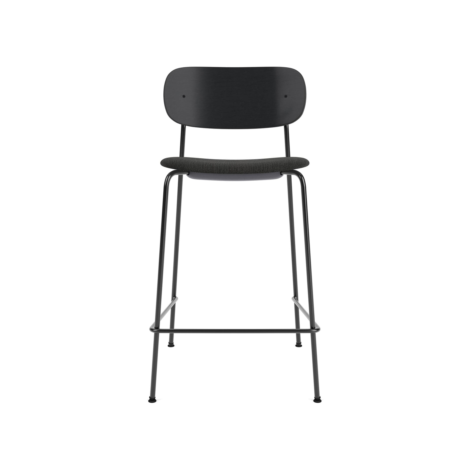 Co Counter Chair | Upholstered Seat, Oak Back | Re-wool - Black, 0198 | Black Oak