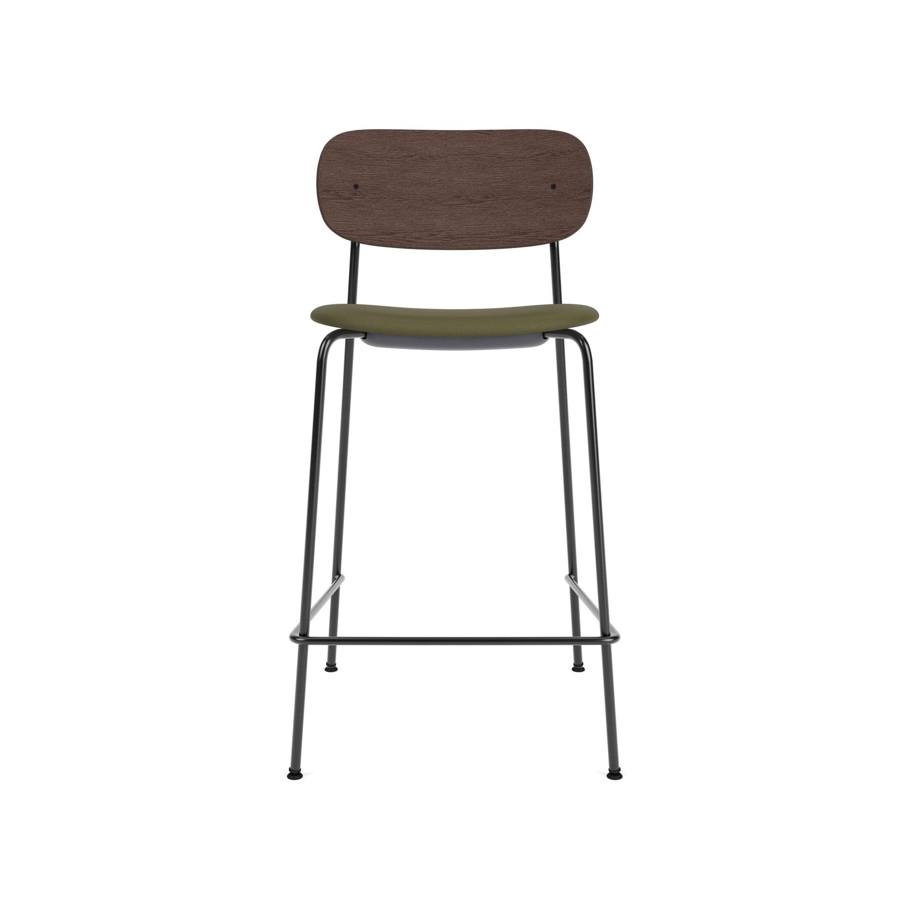 Co Counter Chair | Upholstered Seat, Oak Back | Sierra - Army, 0441 | Dark Stained Oak