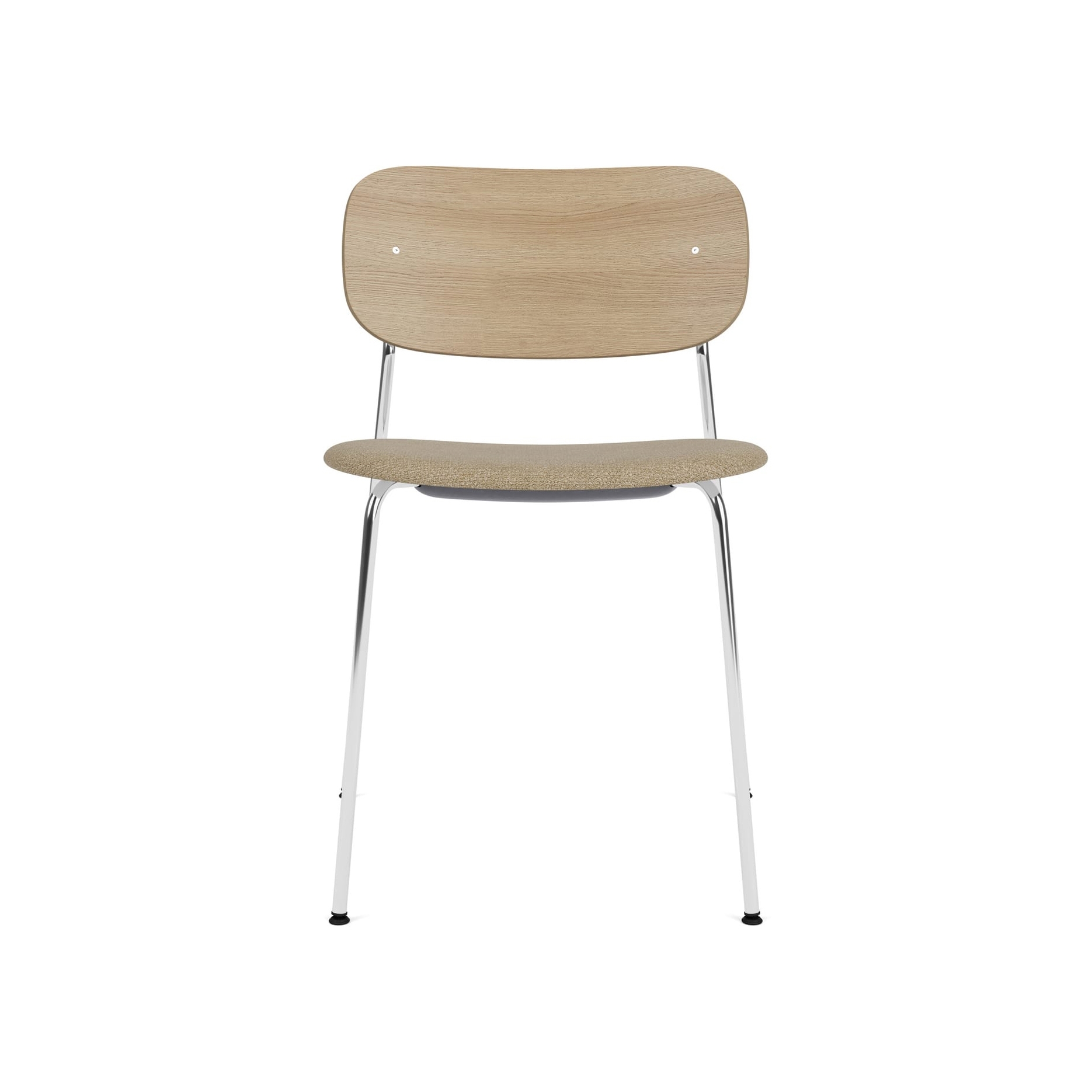 Mostrar el producto Co Dining Chair | Chrome Base | Upholstered Seat, Oak Back | Audo Bouclé - Beige, 02 | Natural Oak del fabricante Audo Copenhagen