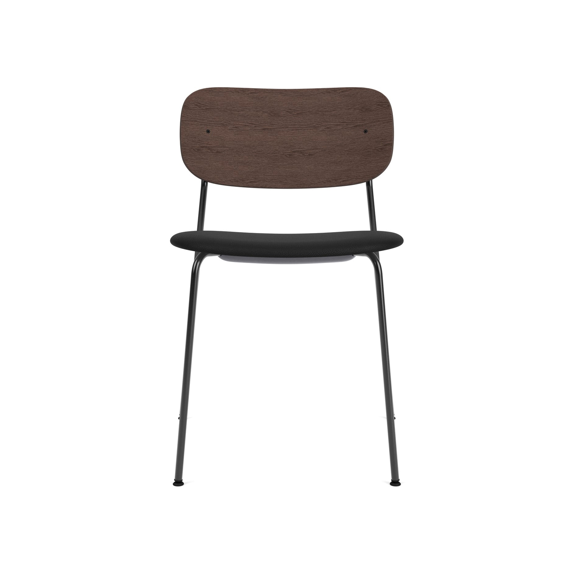Co Dining Chair | Chrome Base | Upholstered Seat, Oak Back | Sierra - Army, 0441 | Dark Stained Oak