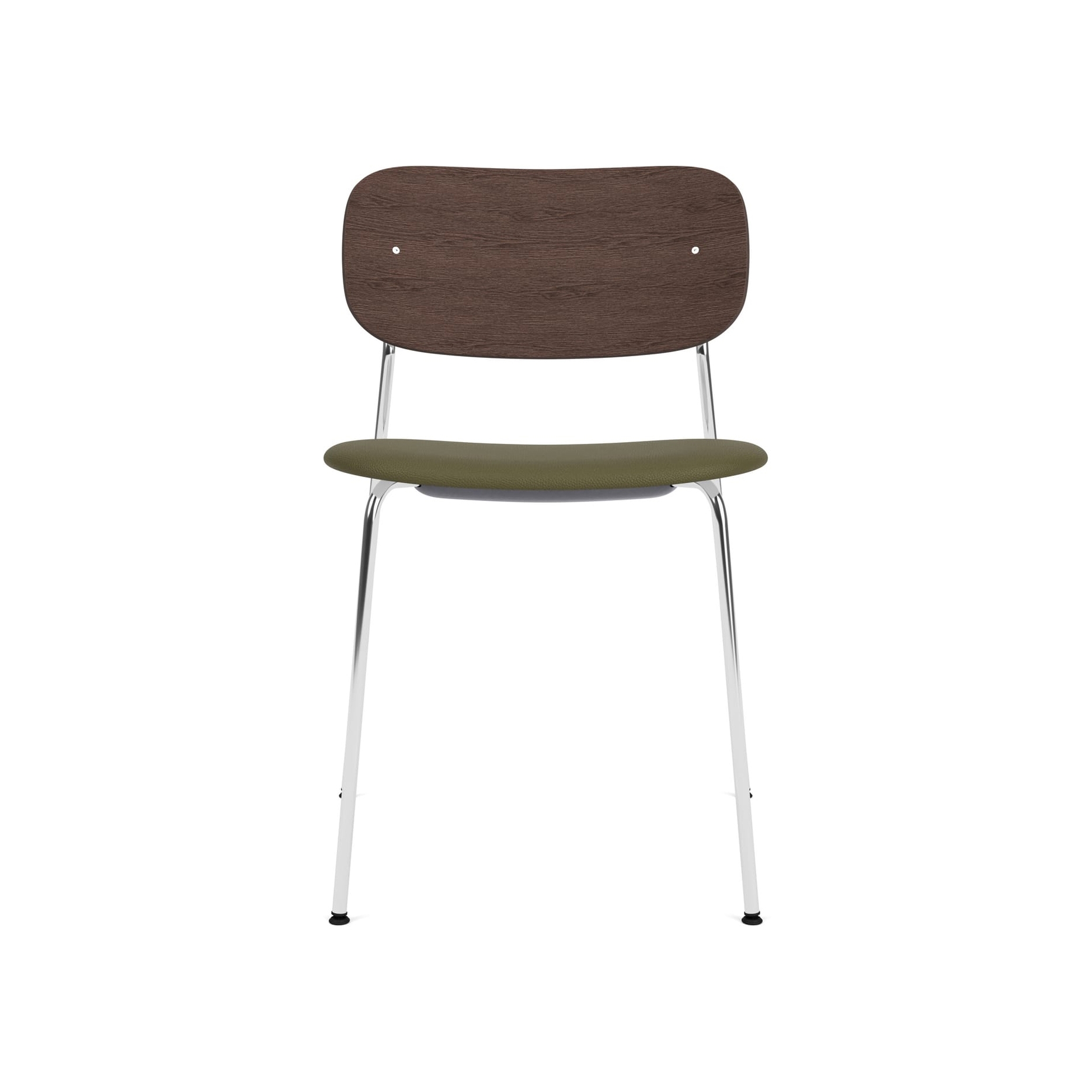 Co Dining Chair | Chrome Base | Upholstered Seat, Oak Back | Sierra - Black, 1001 | Dark Stained Oak