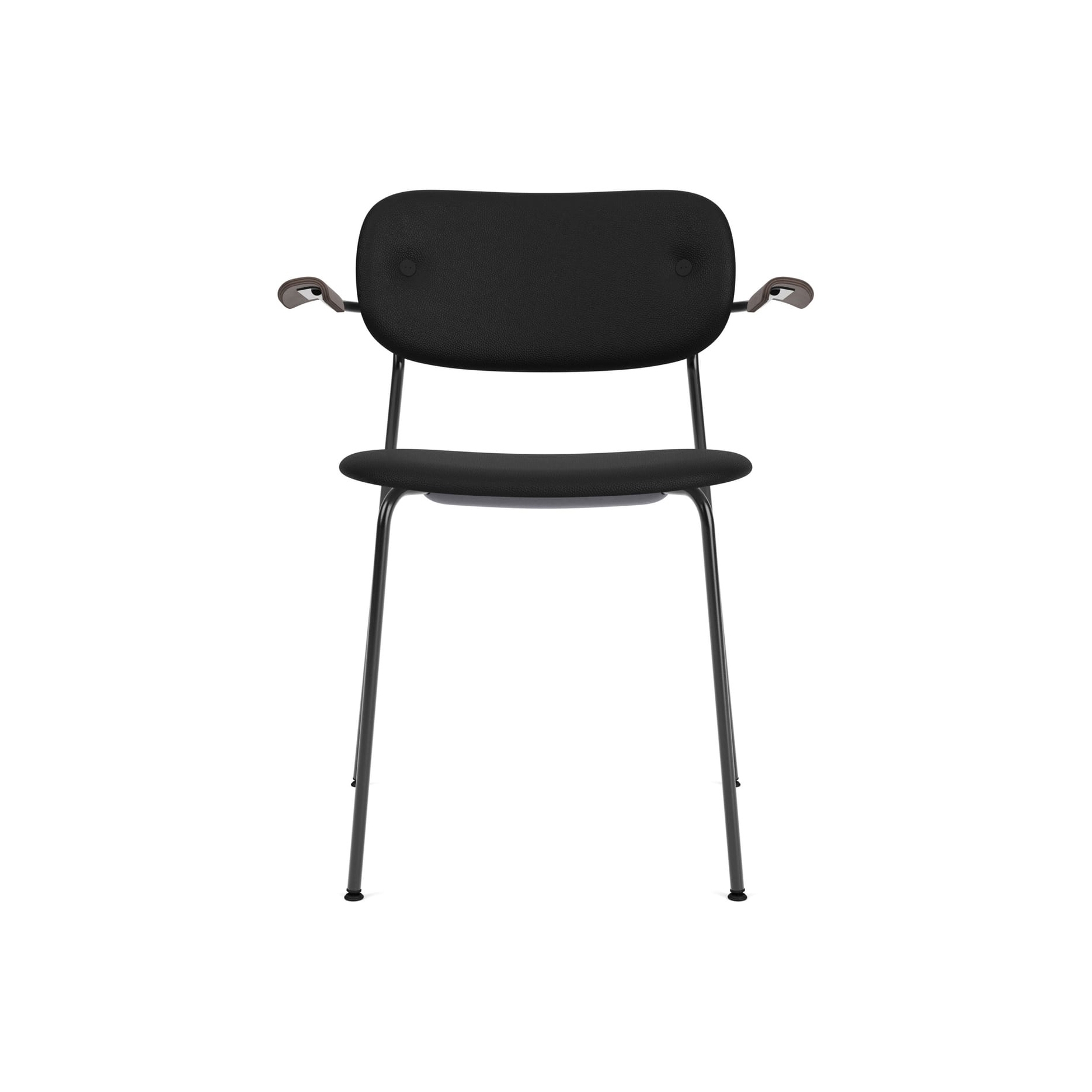 Co Dining Chair w. Armrest | Black Base | Upholstered Seat and Back | Sierra - Black, 1001 - Dark Stained Oak