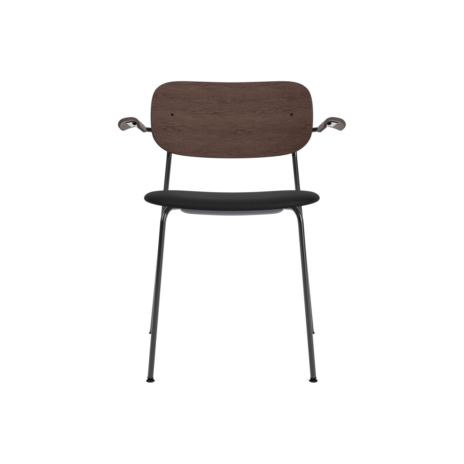 Co Dining Chair w. Armrest | Black Base | Upholstered Seat, Oak Back | Sierra - Black, 1001 - Dark Stained Oak