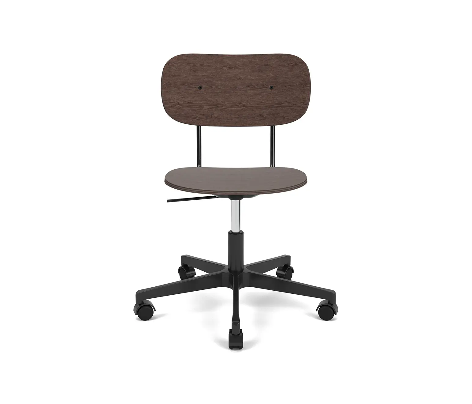Audo Copenhagen - Co Task Chair | Star Base w. Casters | Black Aluminum | Veneer Seat and Back | Dark Stained Oak