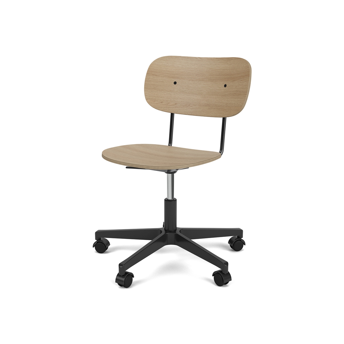 Co Task Chair | Star Base w. Casters | Black Aluminum | Veneer Seat and Back | Natural Oak