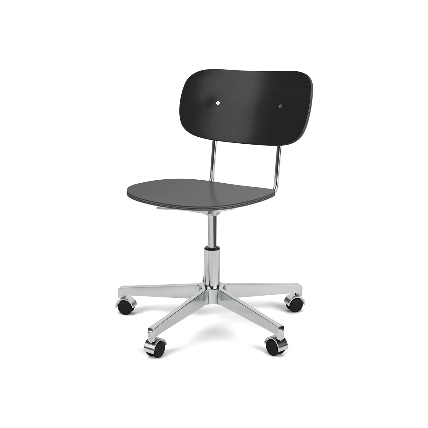Vertoon produk Co Task Chair | Star Base w. Casters | Polished Aluminum | Veneer Seat and Back | Black Oak van vervaardiger Audo Copenhagen