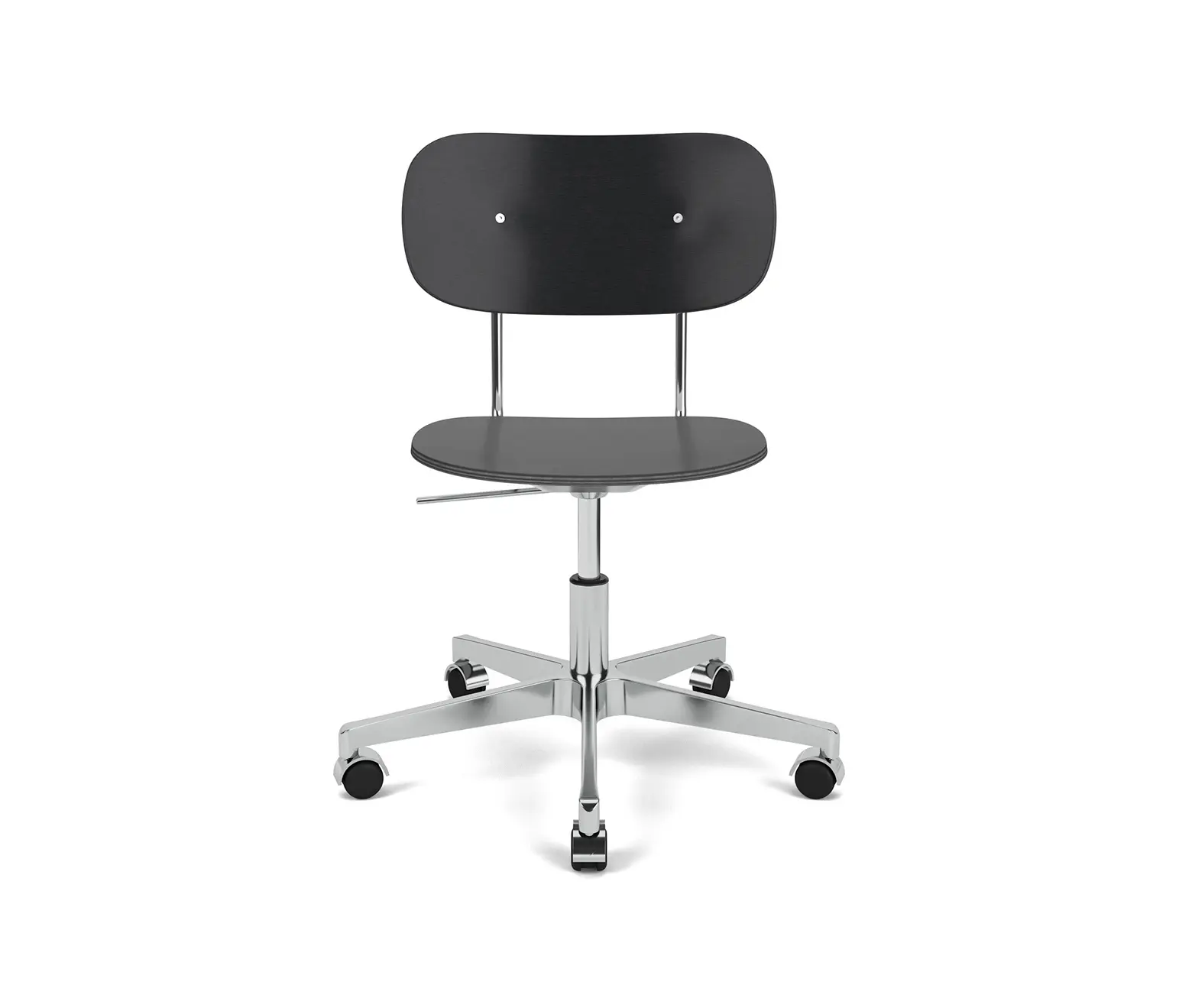 Audo Copenhagen - Co Task Chair | Star Base w. Casters | Polished Aluminum | Veneer Seat and Back | Black Oak
