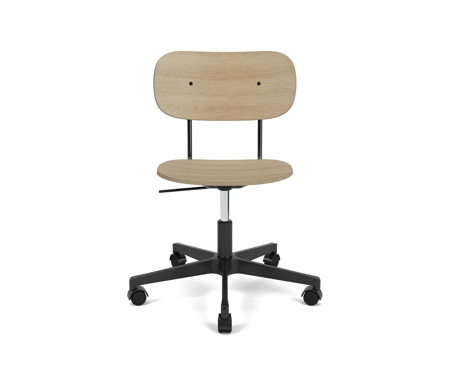 Audo Copenhagen - Co Task Chair | Star Base w. Casters | Polished Aluminum | Veneer Seat and Back | Natural Oak