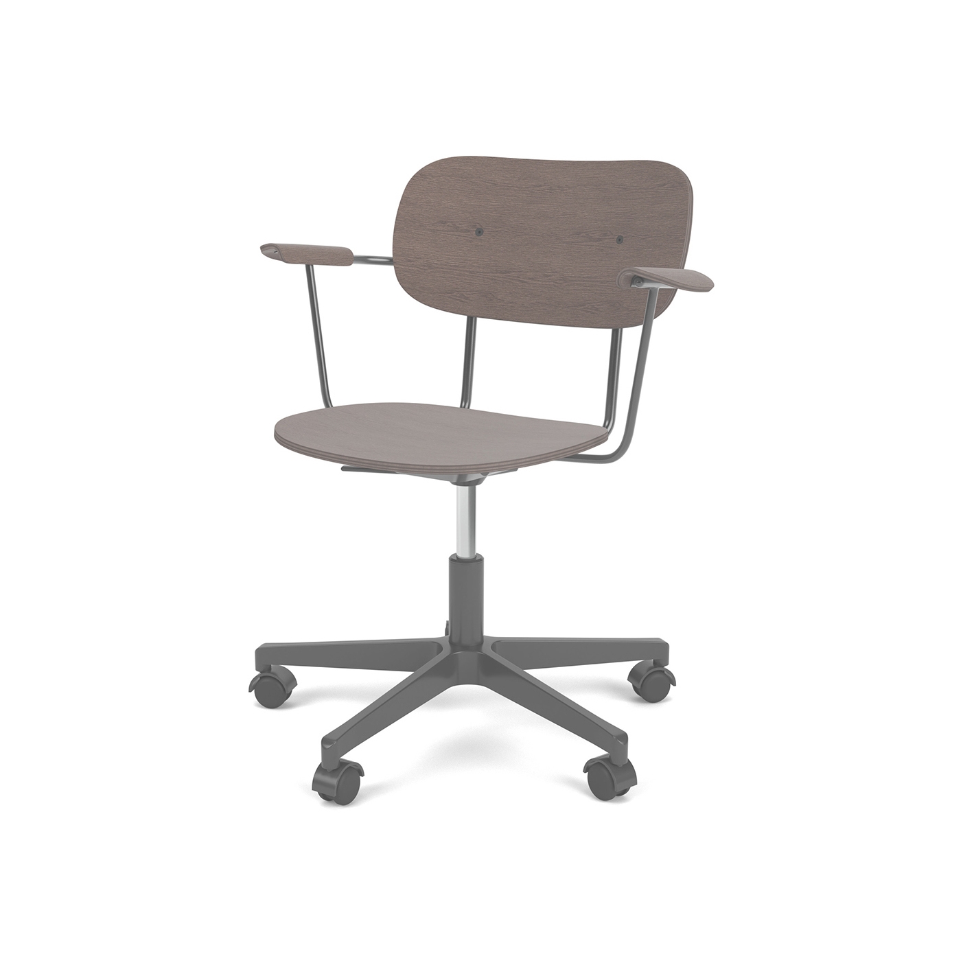 Vertoon produk Co Task Chair W. Armrest | Star Base w. Casters, Black Aluminium | Fully Upholstered | Dark Stained Oak van vervaardiger Audo Copenhagen