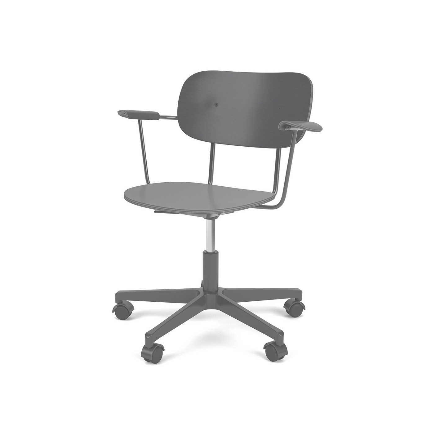 Vertoon produk Co Task Chair W. Armrest | Star Base w. Casters, Black Aluminium | Veneer Seat and Back | Black Oak van vervaardiger Audo Copenhagen