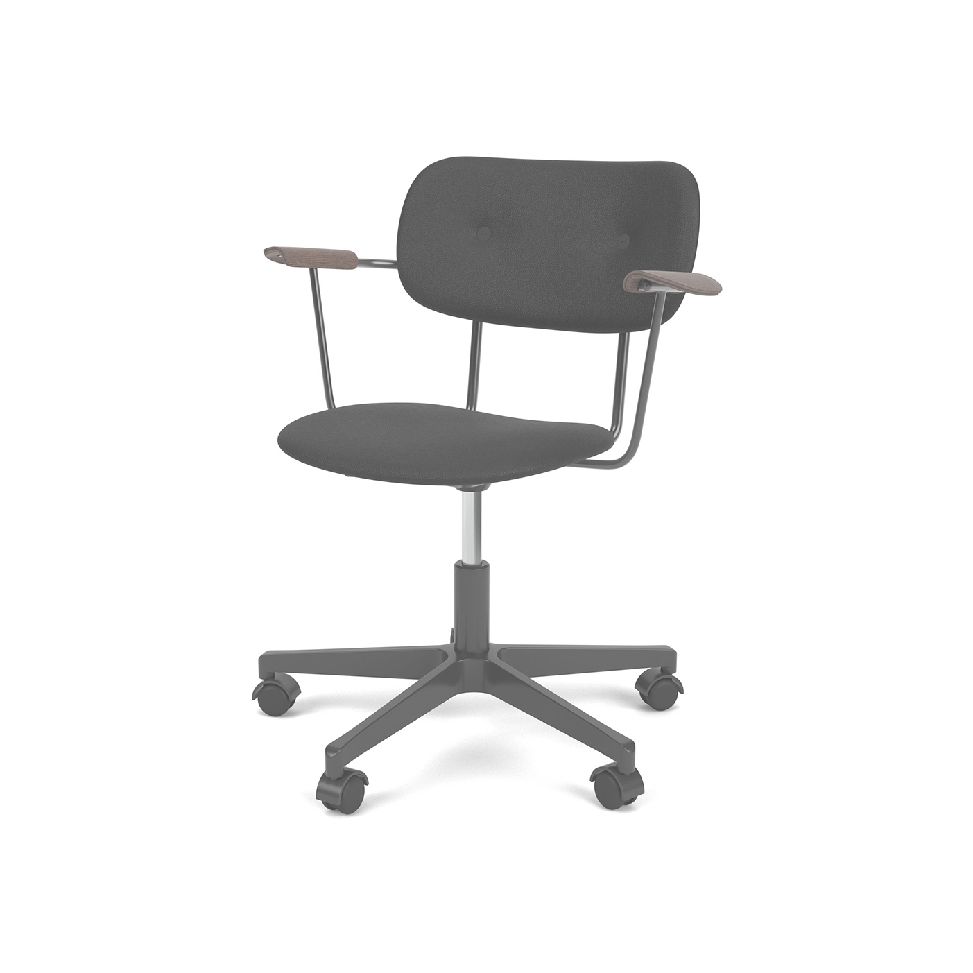 Co Task Chair W. Armrest | Star Base w. Casters, Black Aluminium | Veneer Seat and Back | Sierra - Black, 1001 | Dark Stained Oak