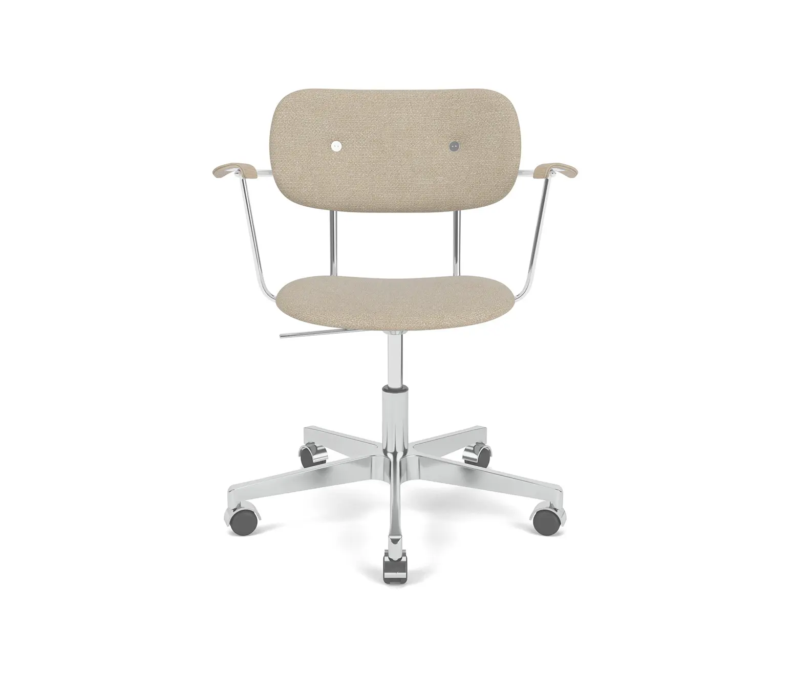 Audo Copenhagen - Co Task Chair W. Armrest | Star Base w. Casters, Polished Aluminium | Fully Upholstered | |Audo Bouclé 02 - Beige | Natural Oak