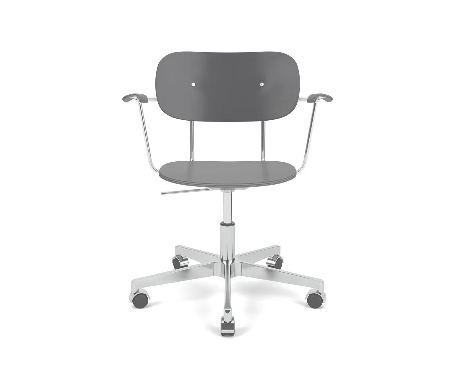 Audo Copenhagen - Co Task Chair W. Armrest | Star Base w. Casters, Polished Aluminium | Veneer Seat and Back | Black Oak