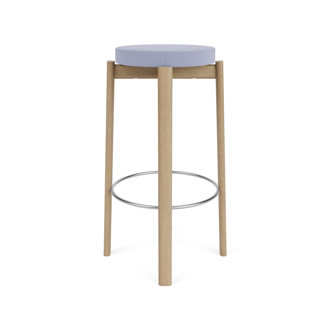 Passage Bar Stool, Natural Oak Base, Upholstered Seat, Steel Ring | Vidar - Purple, 0723
