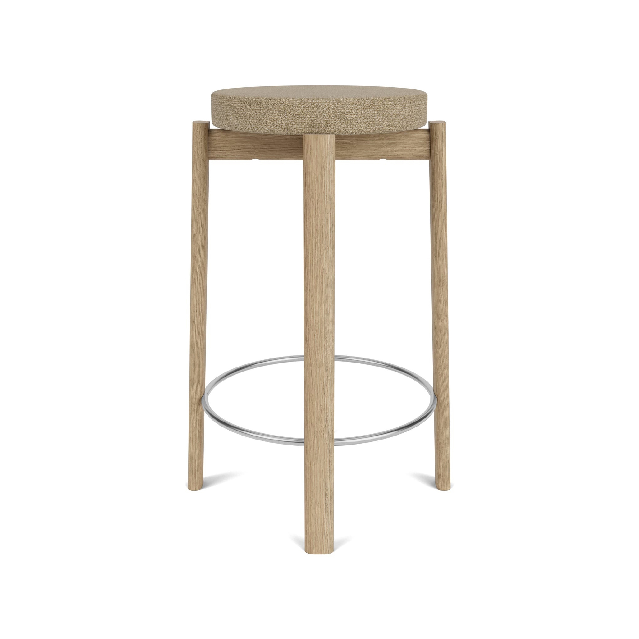 Display product Passage Counter Stool, Natural Oak Base, Upholstered Seat, Steel Ring | Audo Bouclé - Beige, 02 from manufacturer Audo Copenhagen