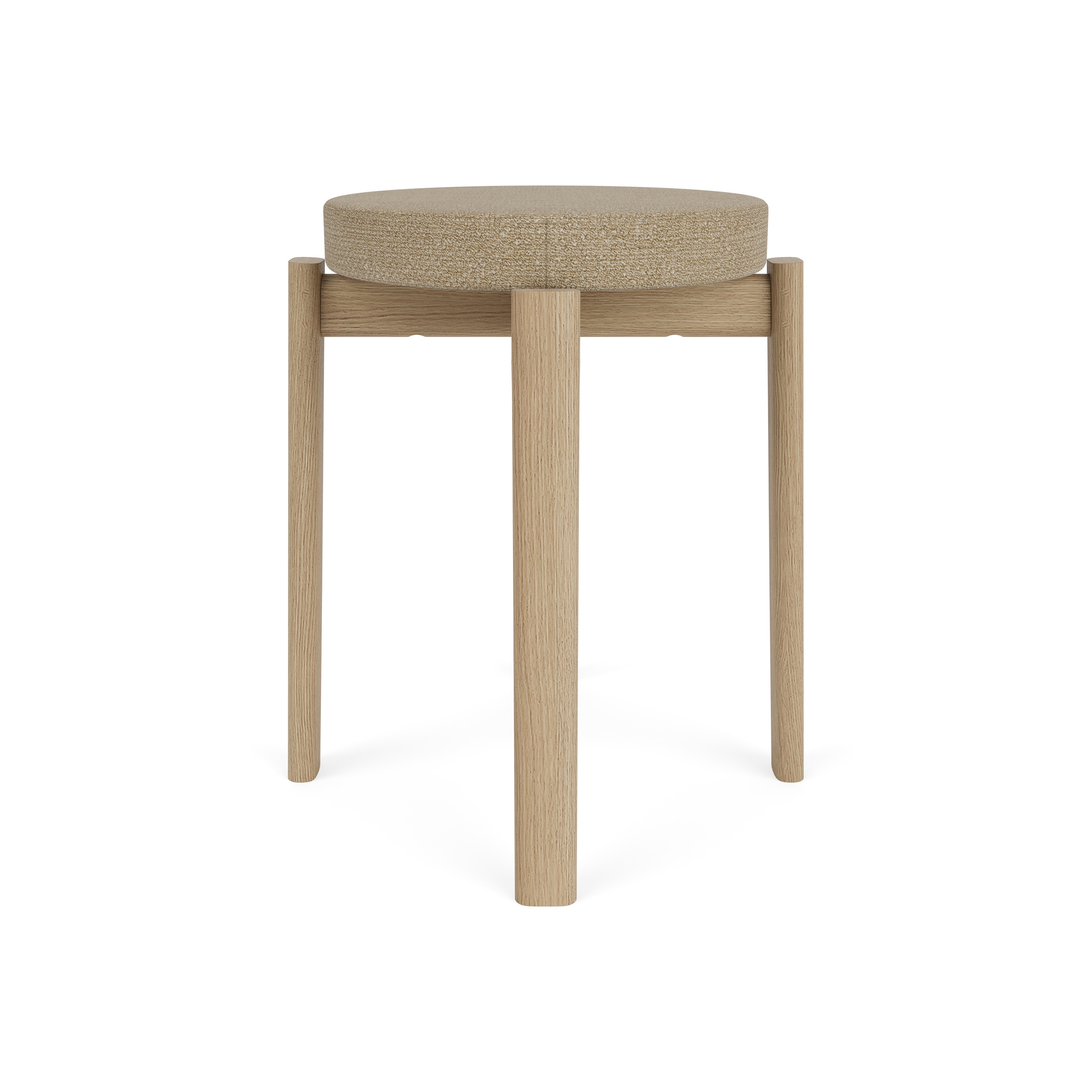 Afficher le produit Passage Stool, Natural Oak Base, Upholstered Seat | Audo Bouclé - Beige, 02 du fabricant Audo Copenhagen
