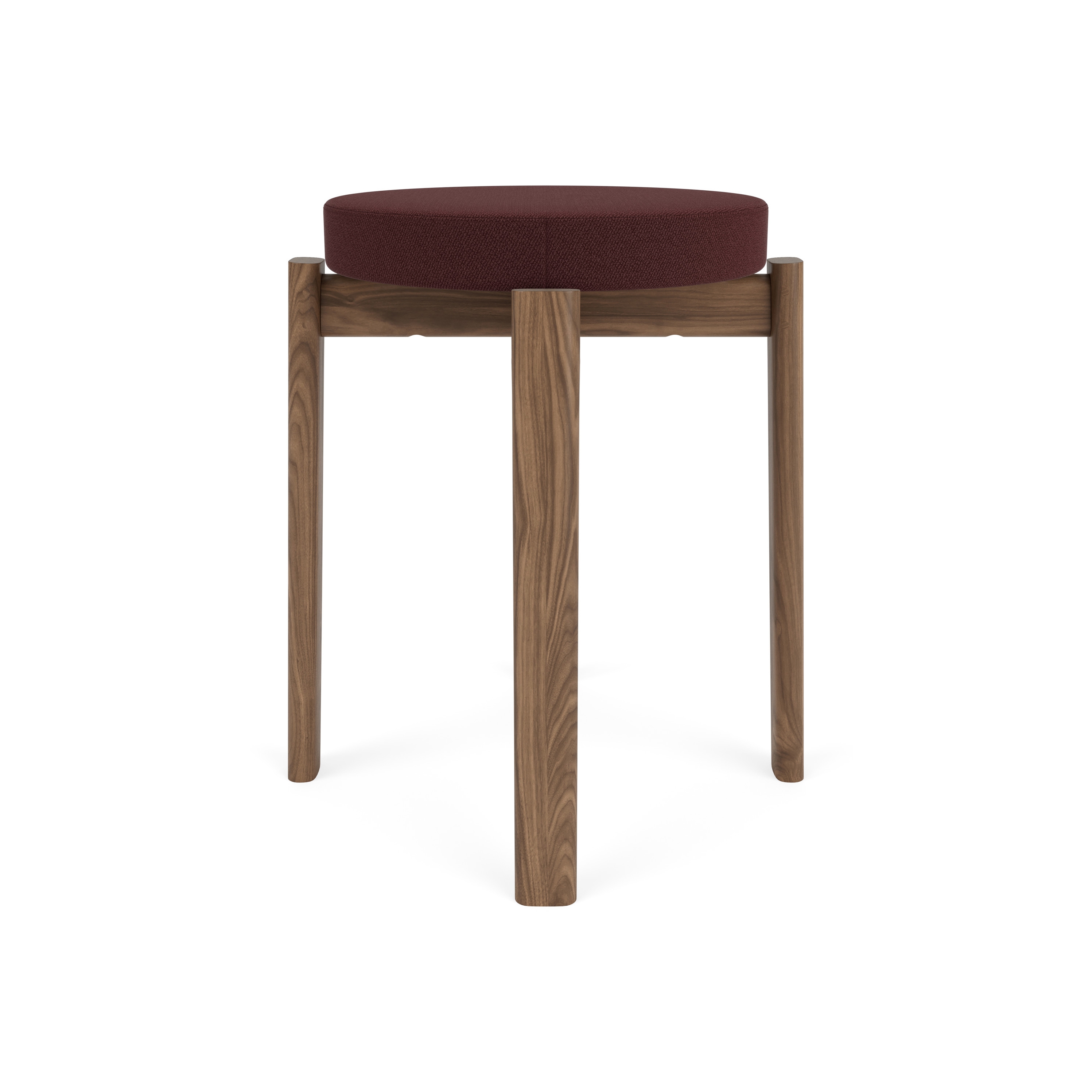 Passage Stool, Walnut Base, Upholstered Seat | Vidar - Burgundy, 0693