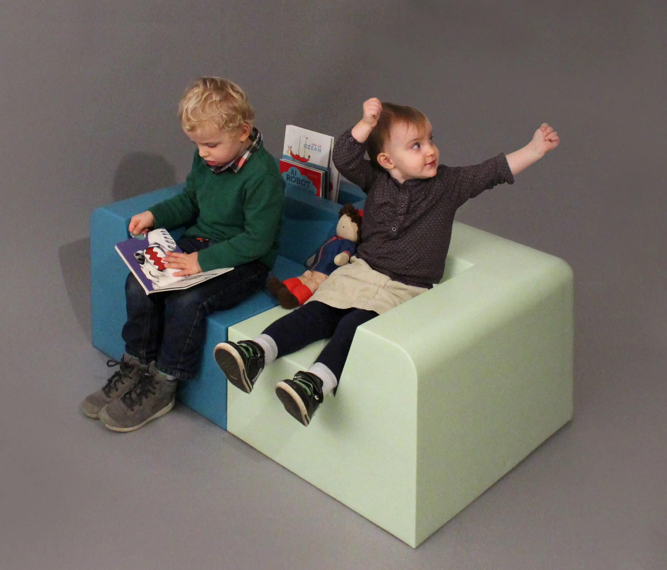 Designheiten - do_linette Childrens chair long with niche for books