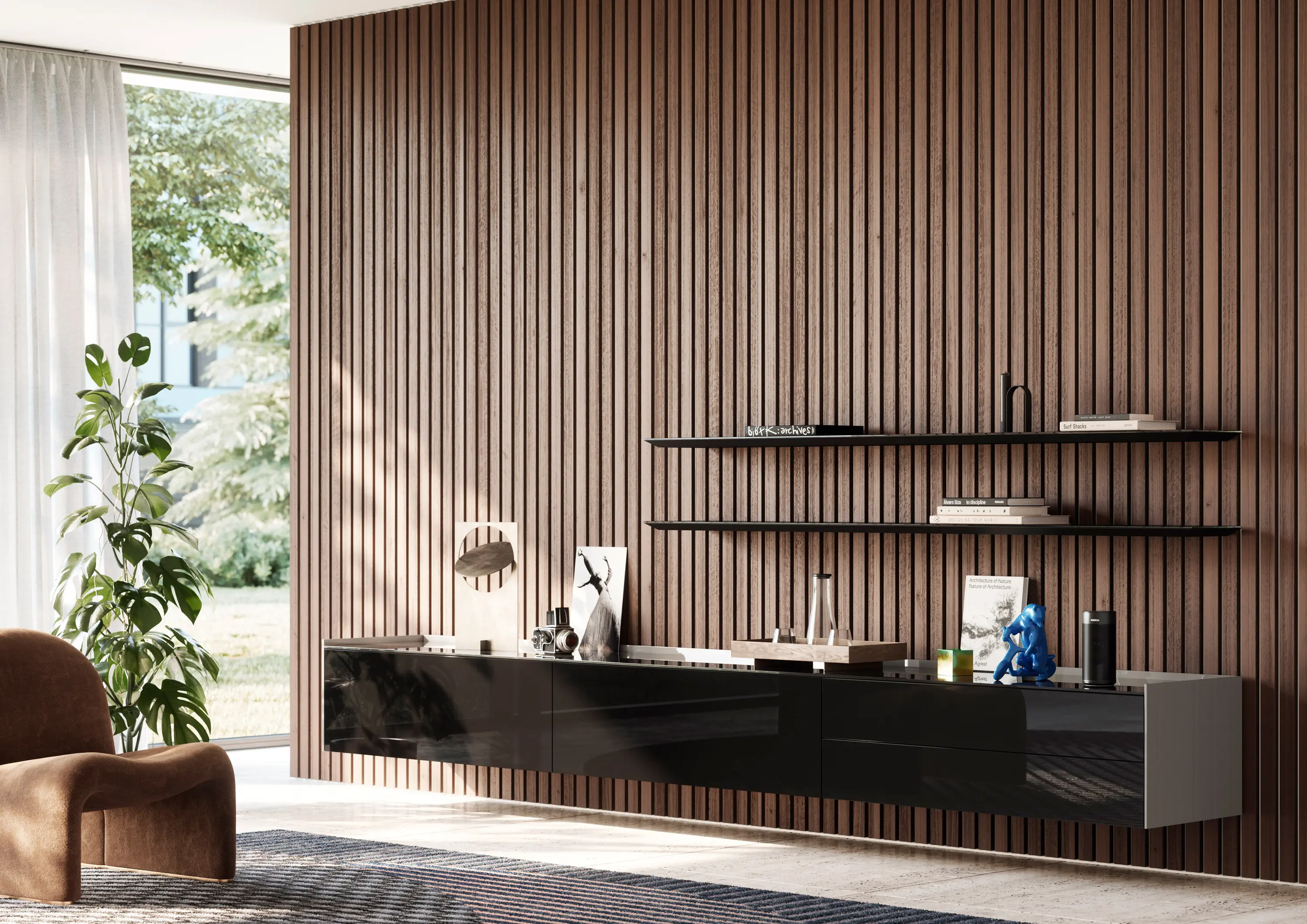 Kettnaker - CASE hanging sideboard with wall shelves